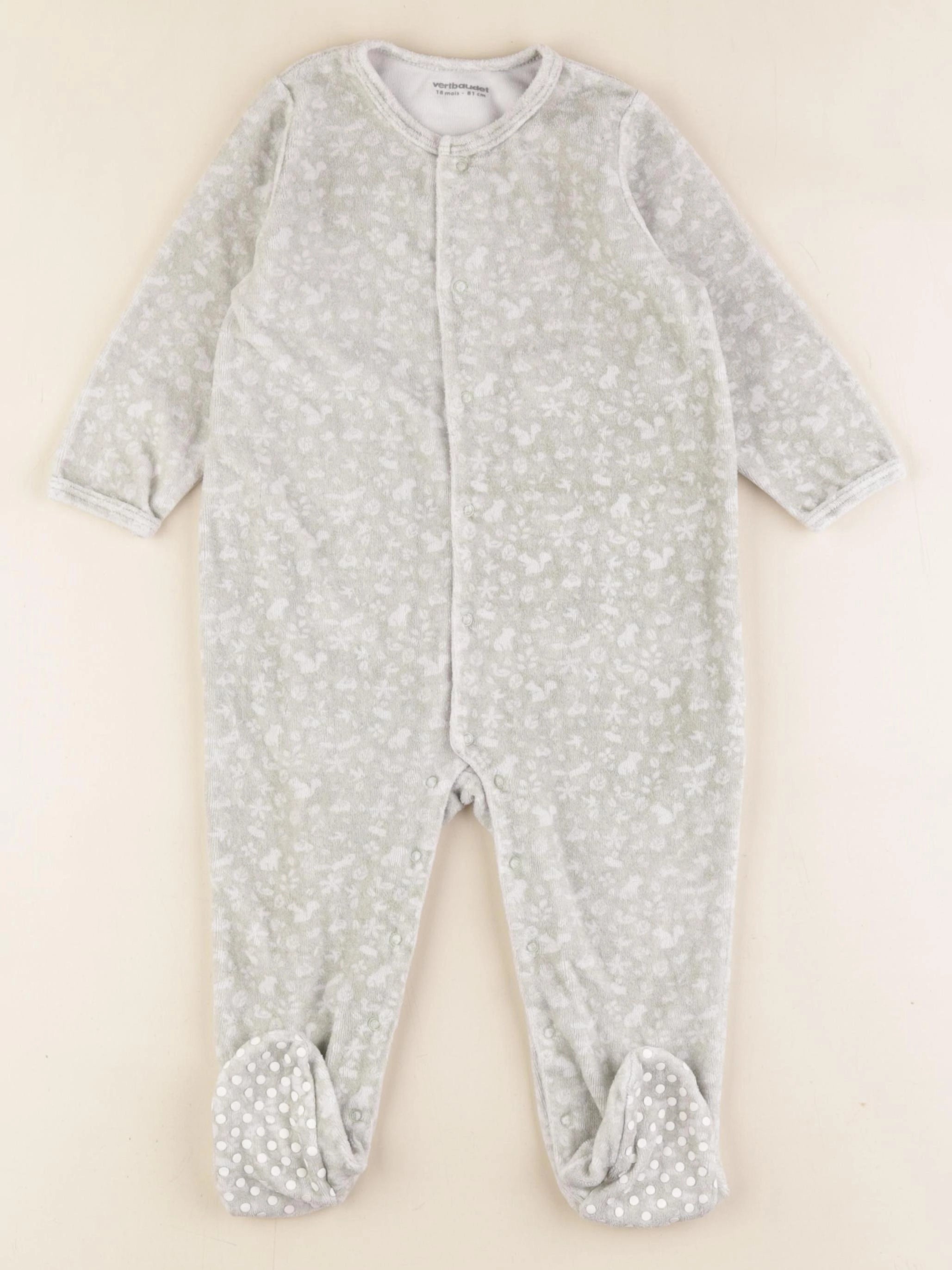 Vertbaudet - pyjama velours vert - 18 mois