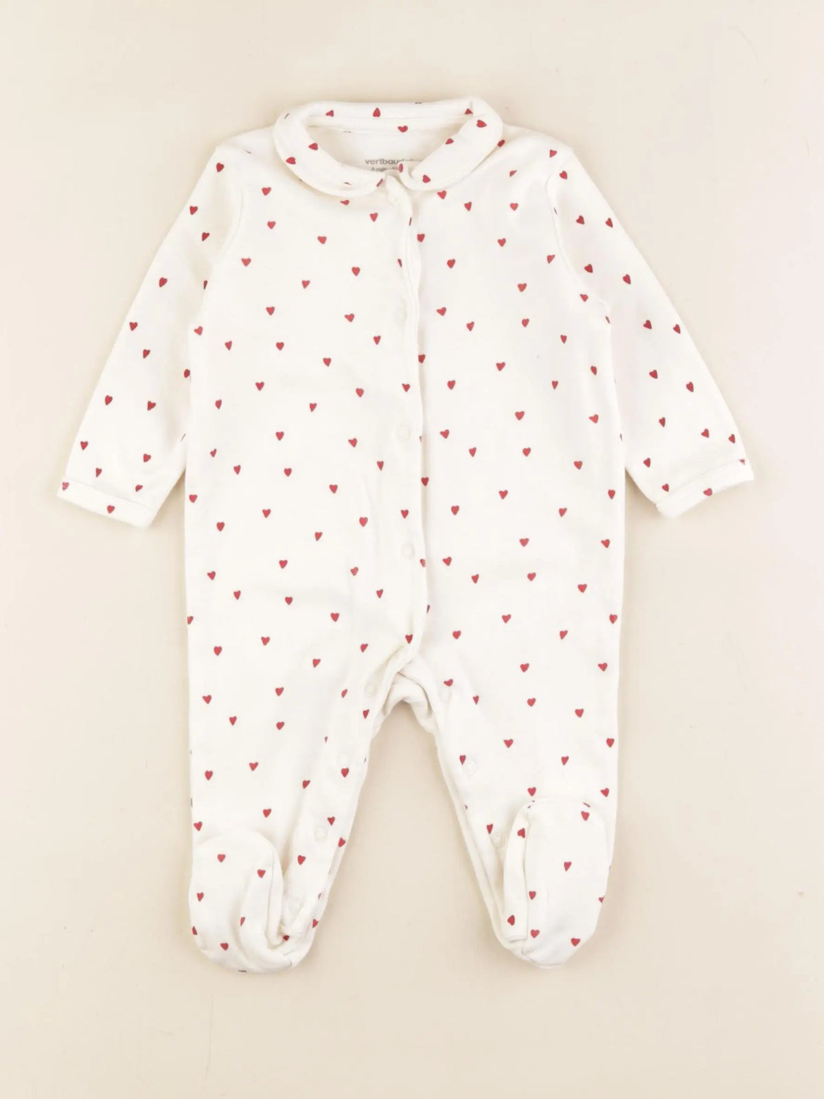 Vertbaudet - pyjama coton beige - 6 mois