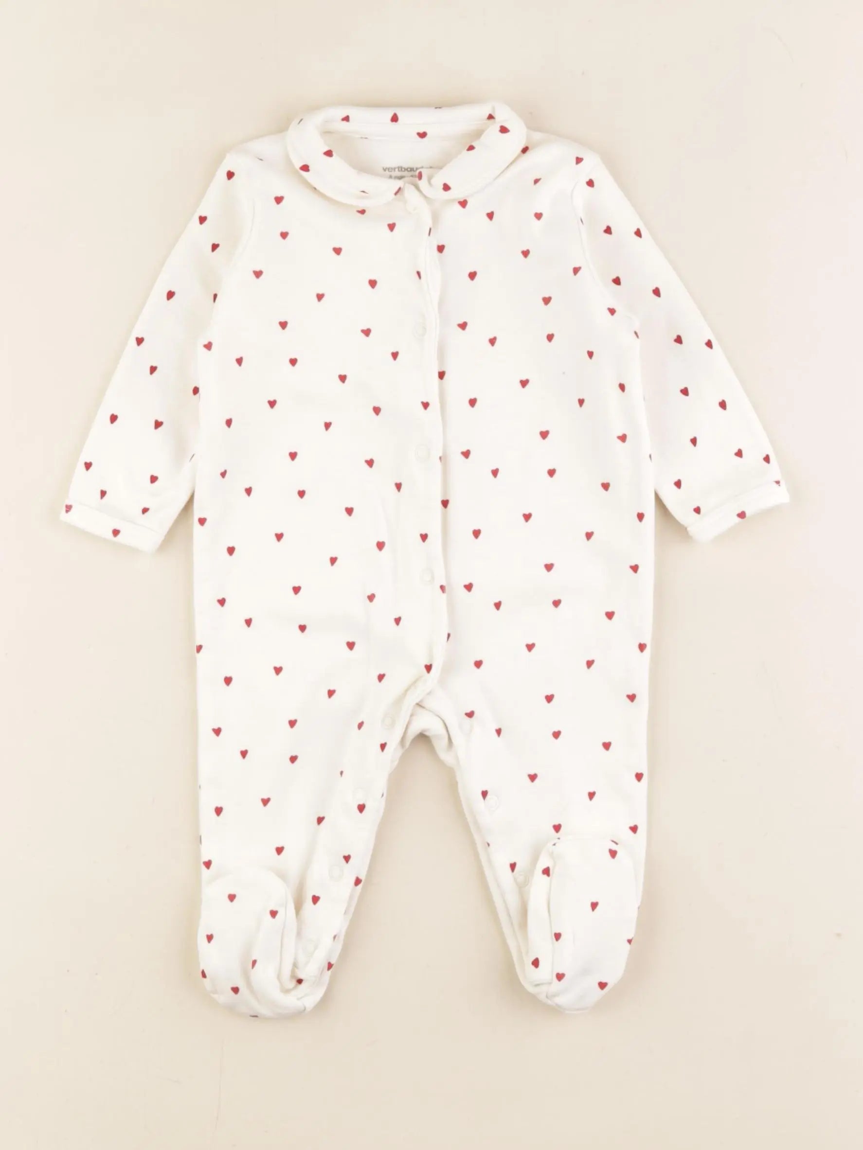 Vertbaudet - pyjama coton beige - 6 mois