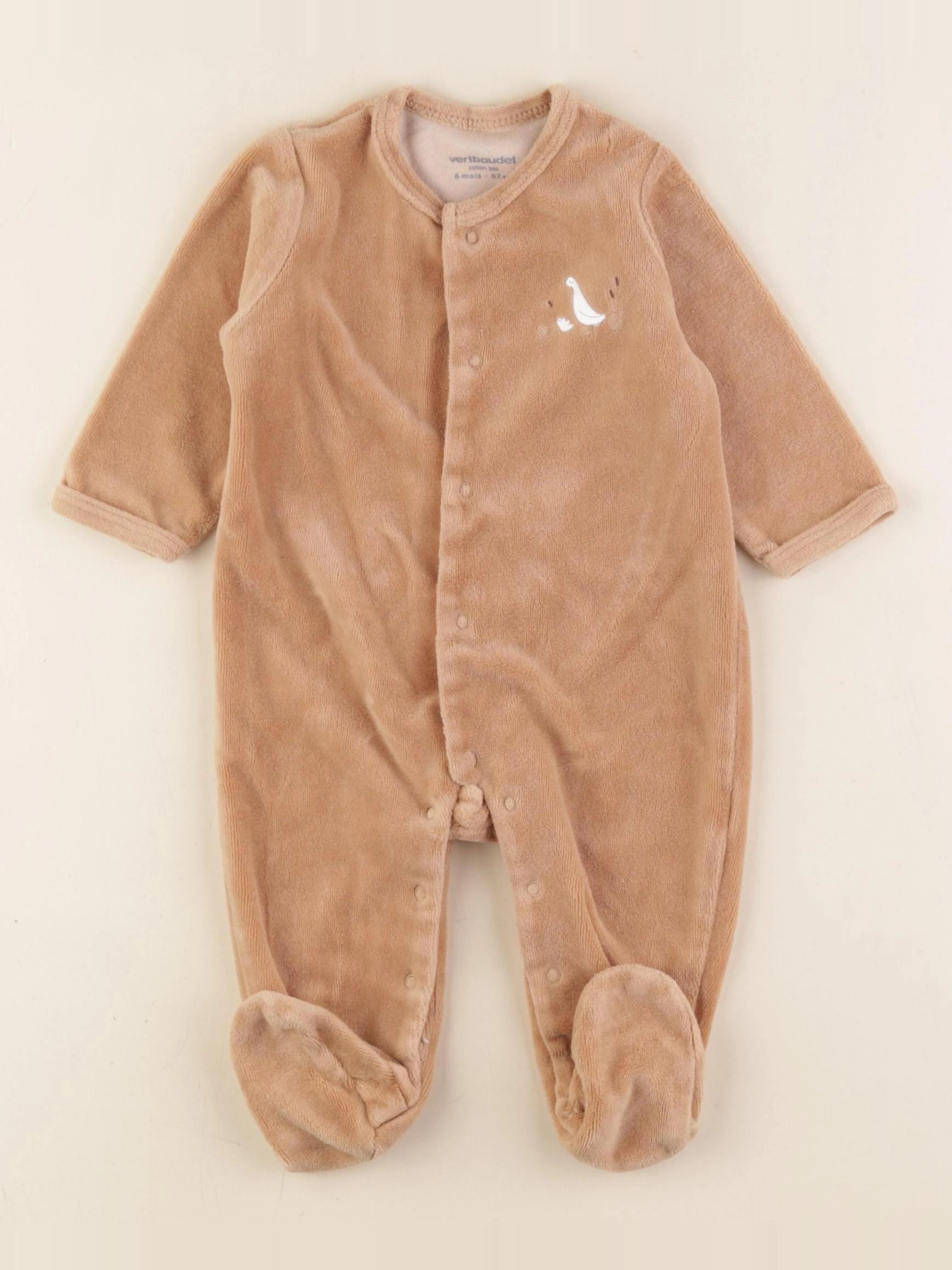 Vertbaudet - pyjama velours marron - 6 mois