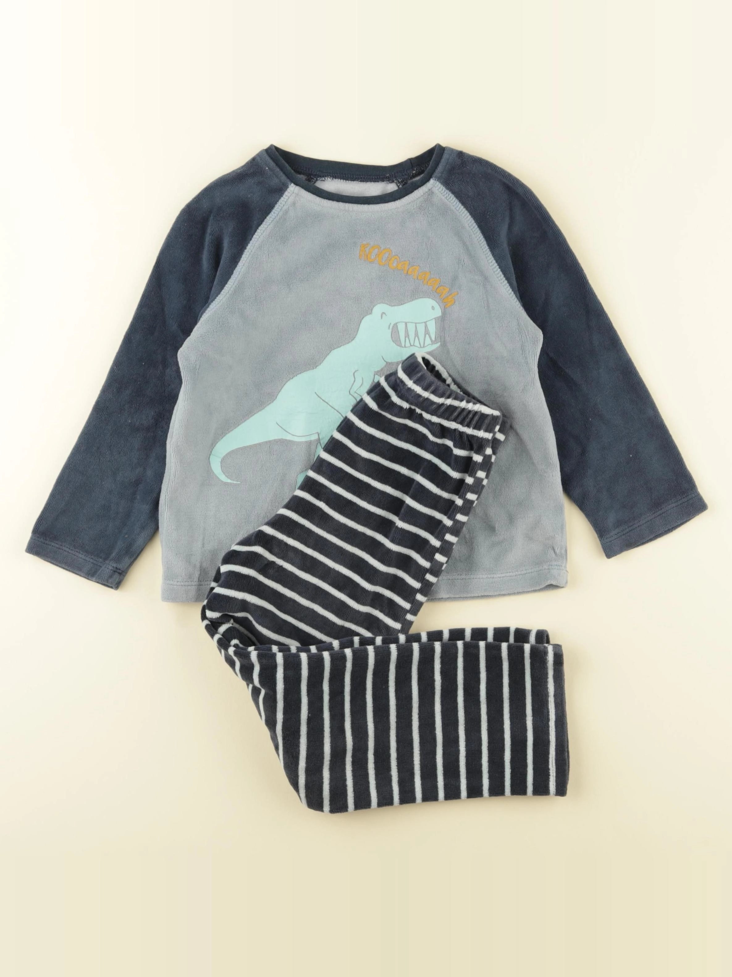 Vertbaudet - pyjama velours bleu - 4 ans