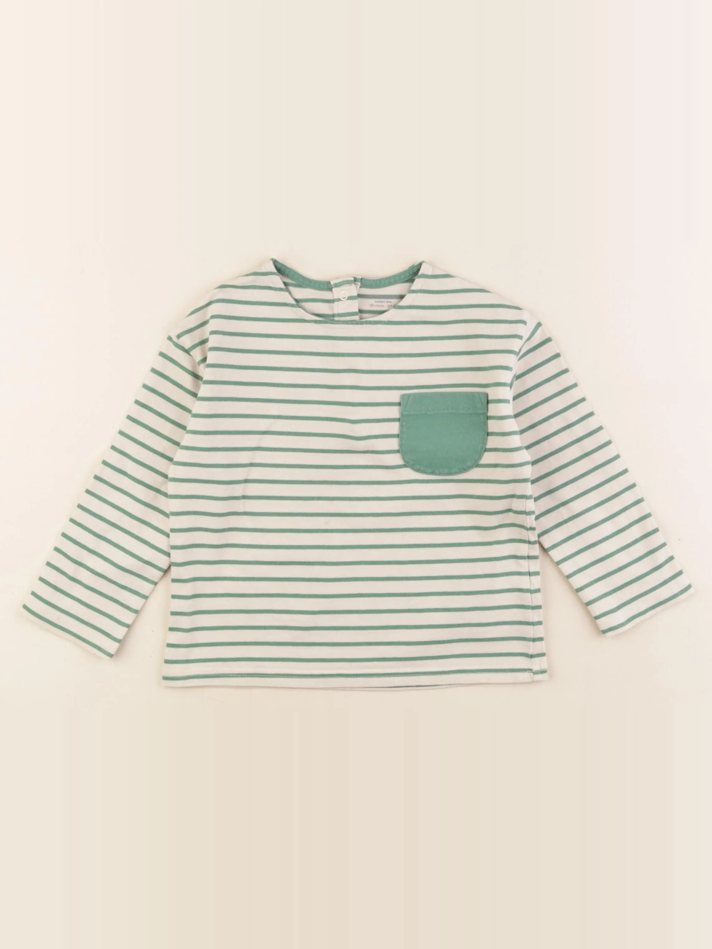 Vertbaudet - tee-shirt beige, vert - 36 mois