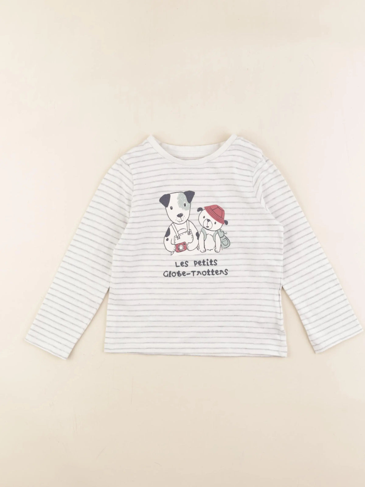 Vertbaudet - tee-shirt blanc, gris - 36 mois
