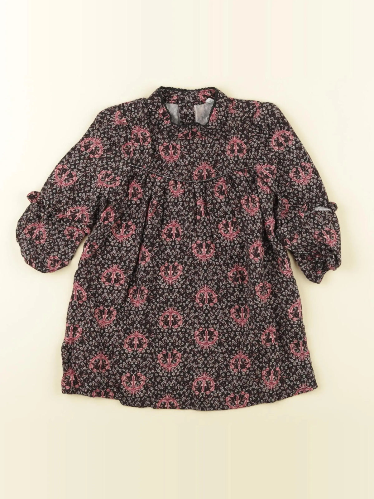 IKKS - blouse noir, rose, argent - 3 ans