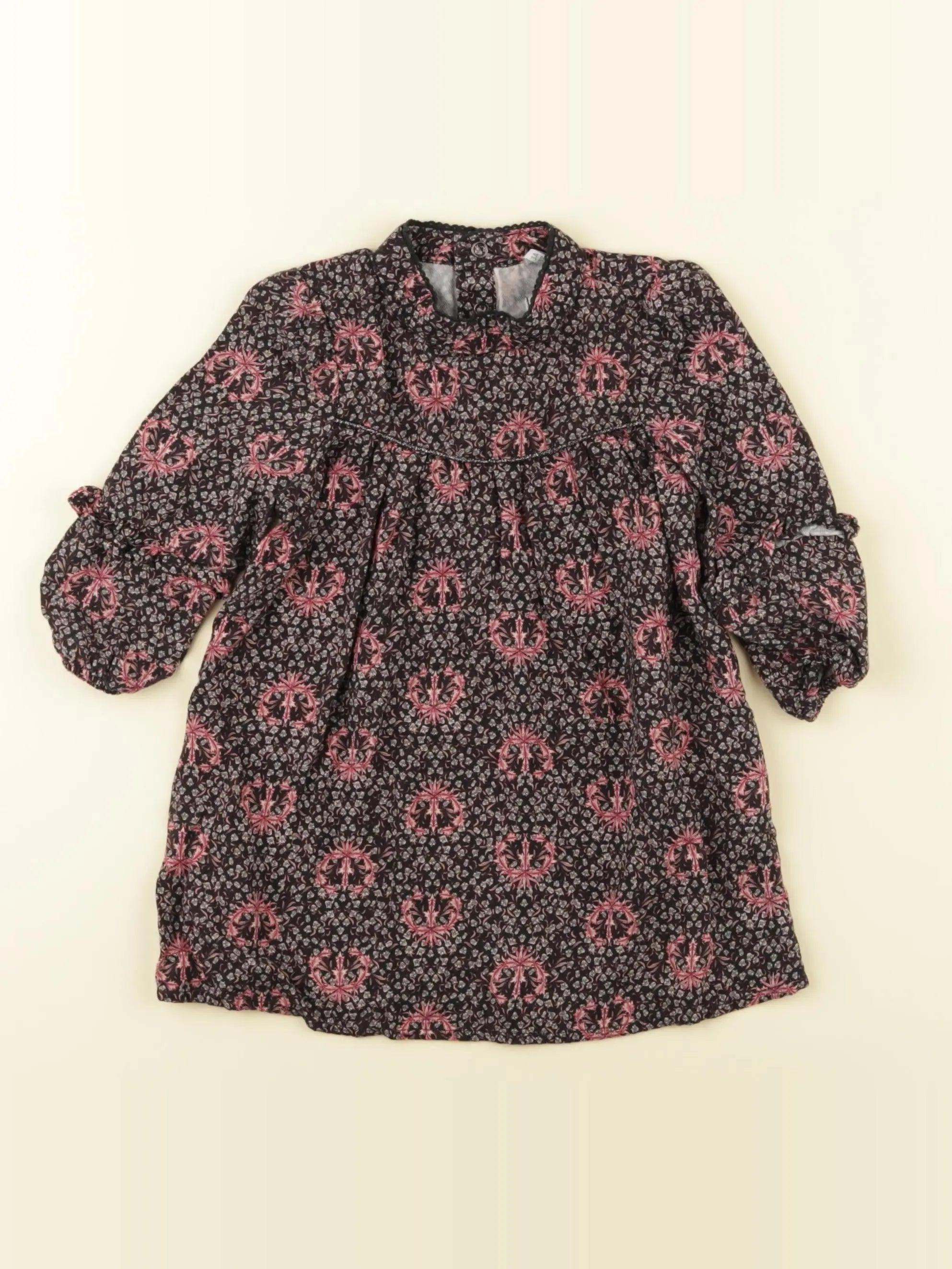 IKKS - blouse noir, rose, argent - 3 ans