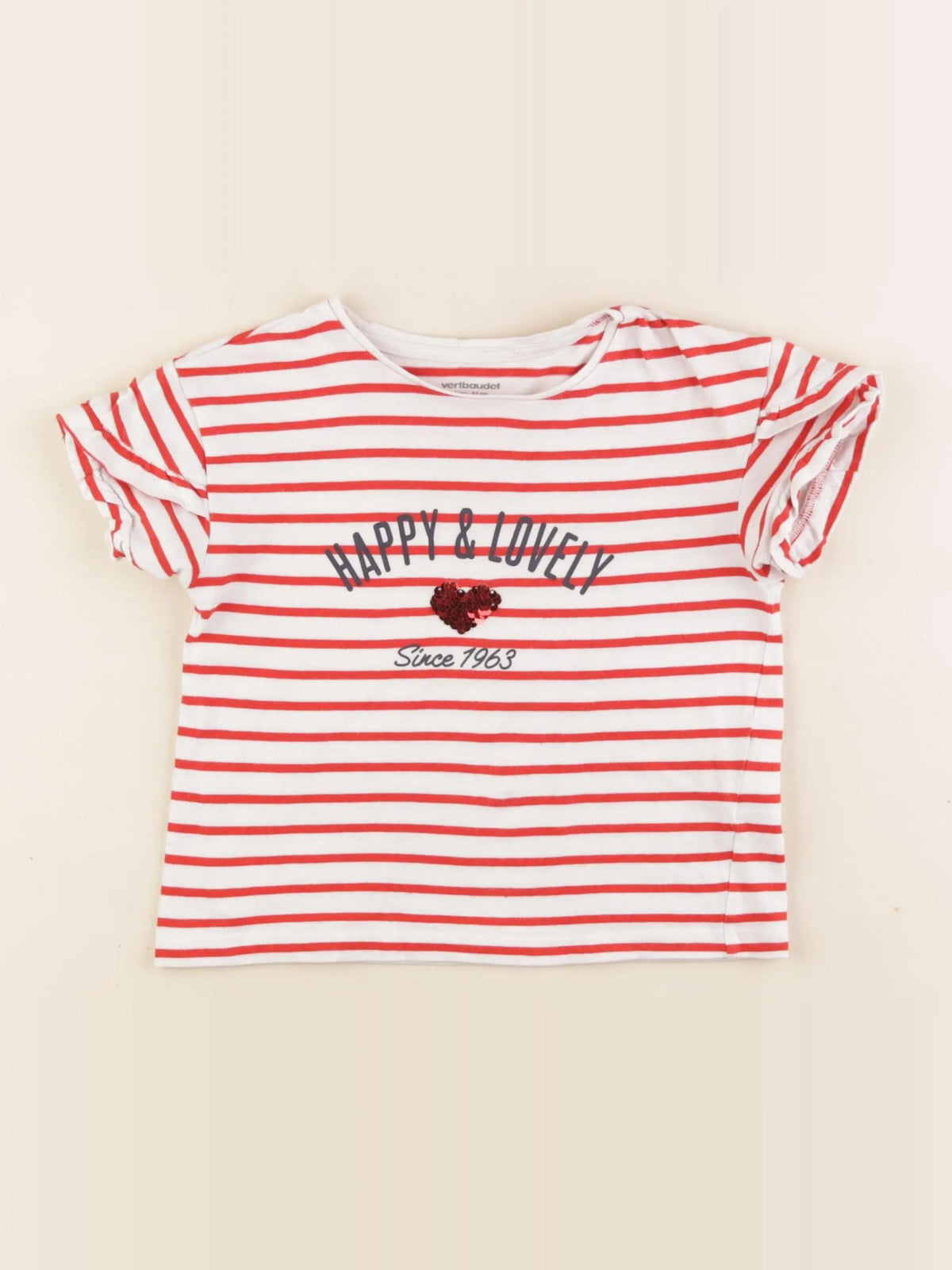 Vertbaudet - tee-shirt blanc, rouge - 3 ans