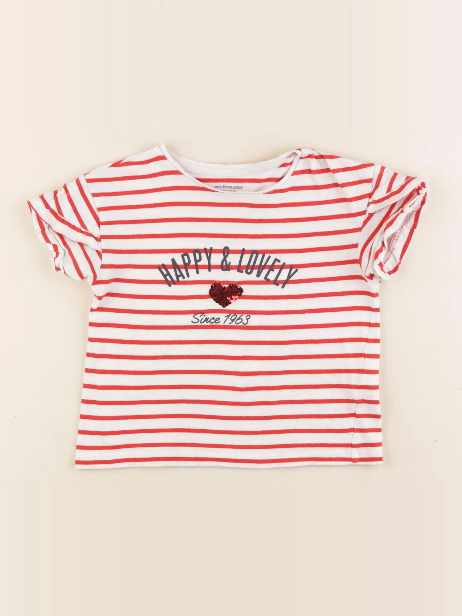 Vertbaudet - tee-shirt blanc, rouge - 3 ans