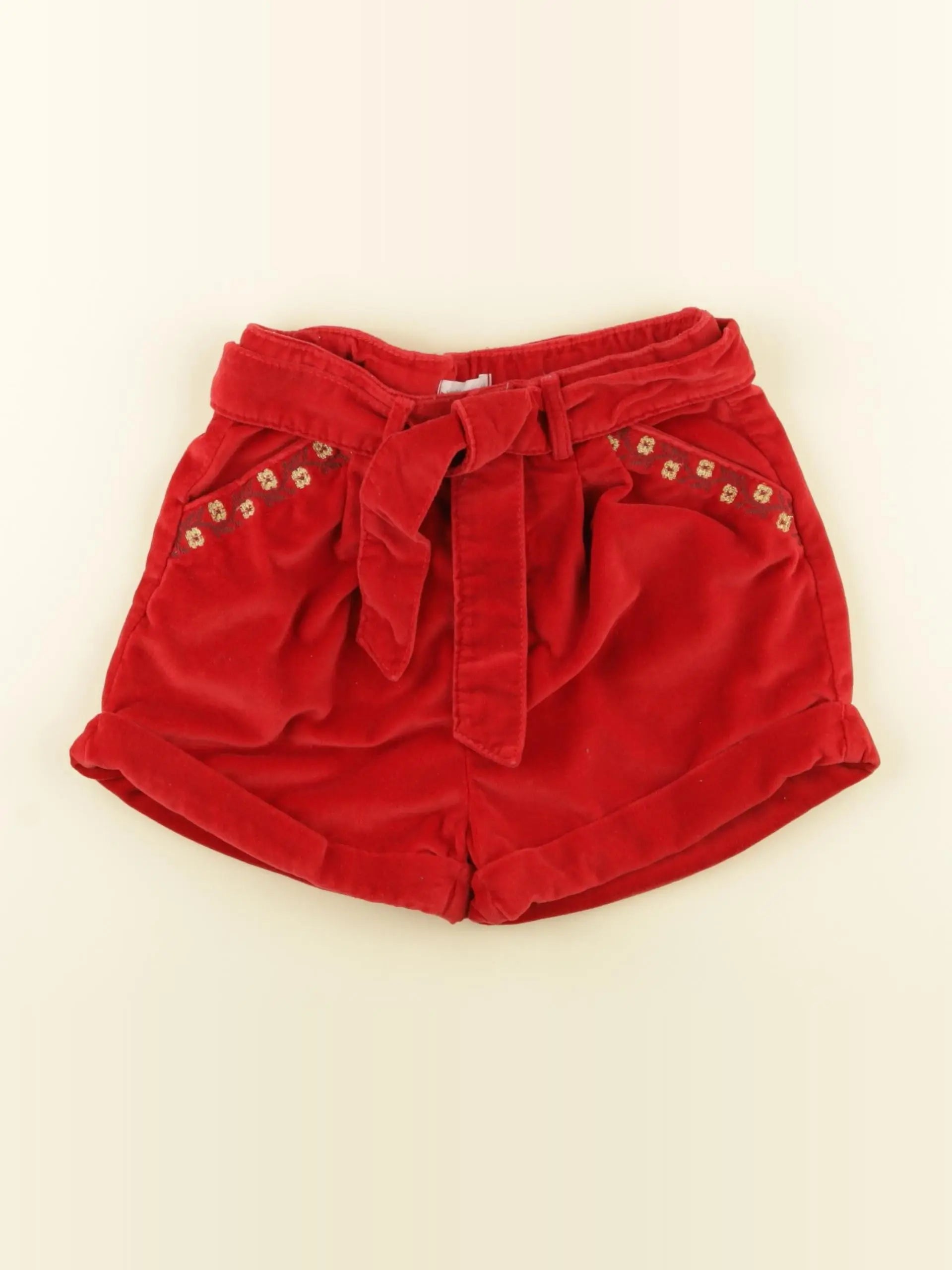 Vertbaudet - short or, rouge - 6 ans