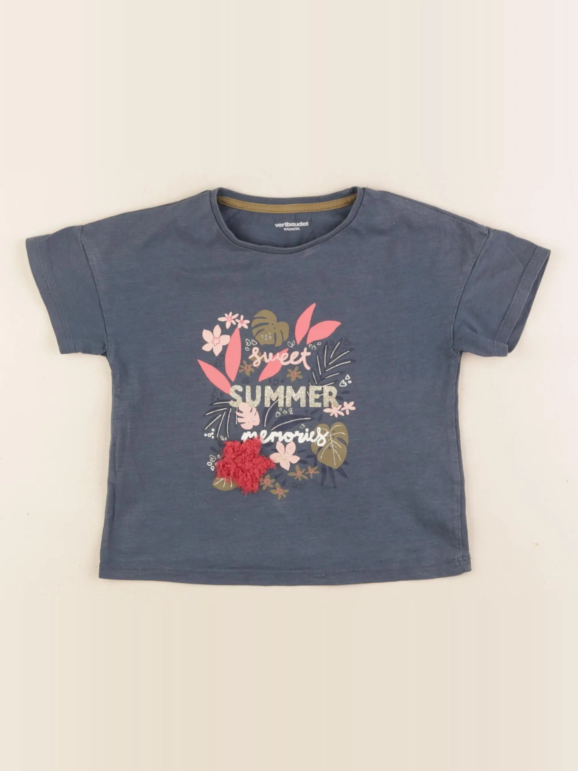 Vertbaudet - tee-shirt bleu - 3 ans