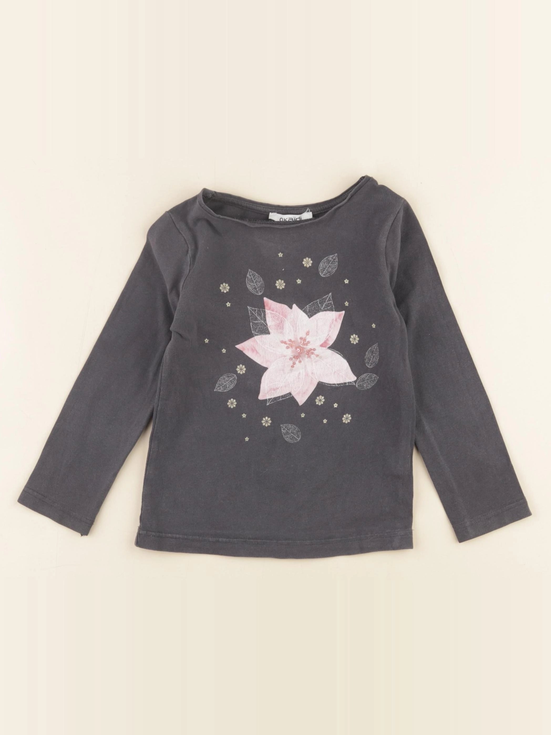 Okaidi - tee-shirt gris, argent - 2 ans