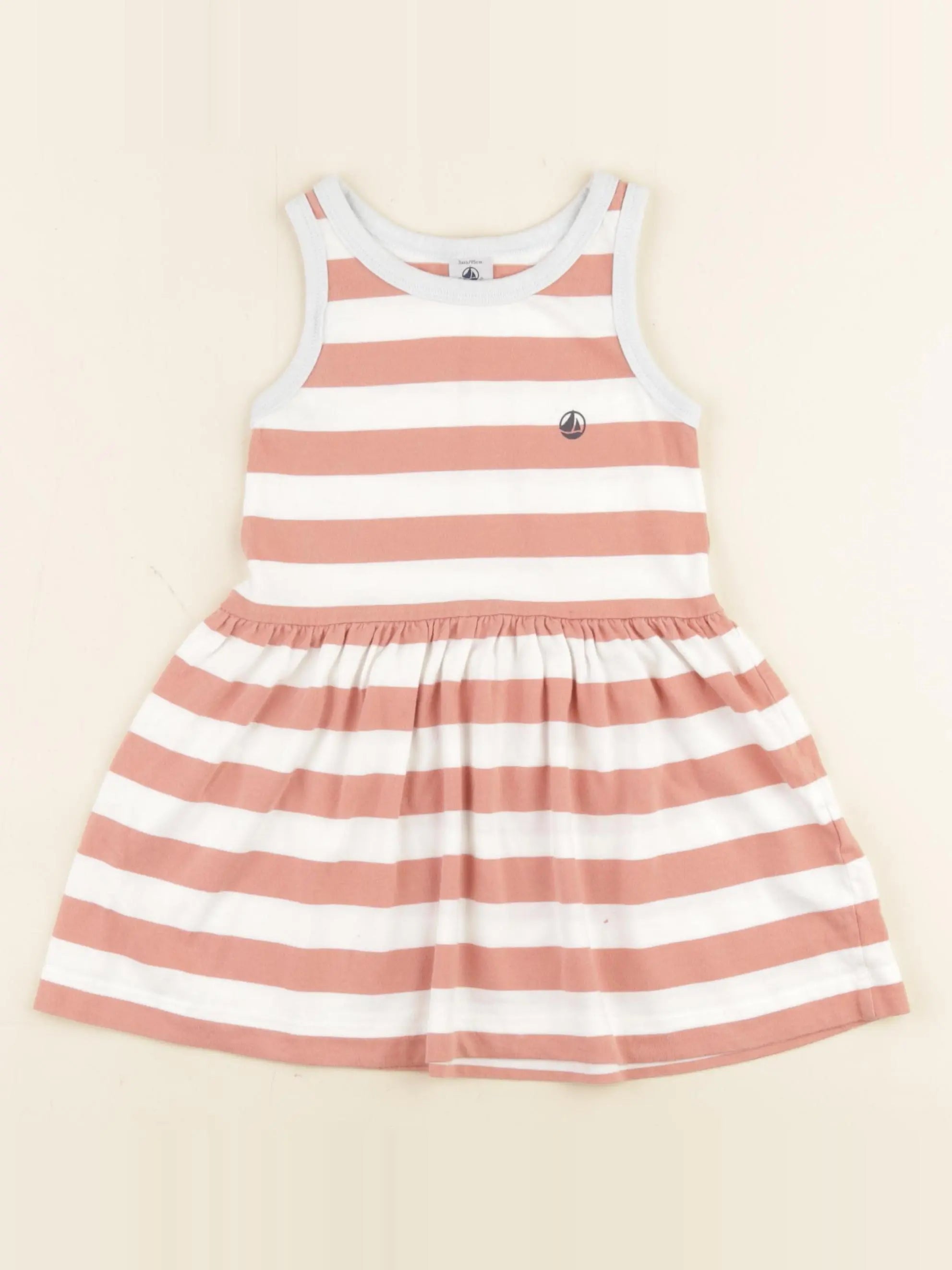 Petit Bateau - robe blanc, rose - 3 ans