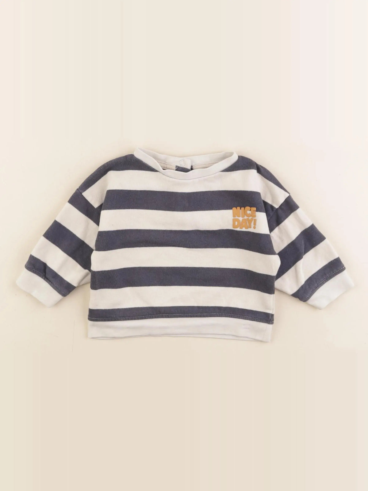 Vertbaudet - sweat bleu, beige - 6 mois