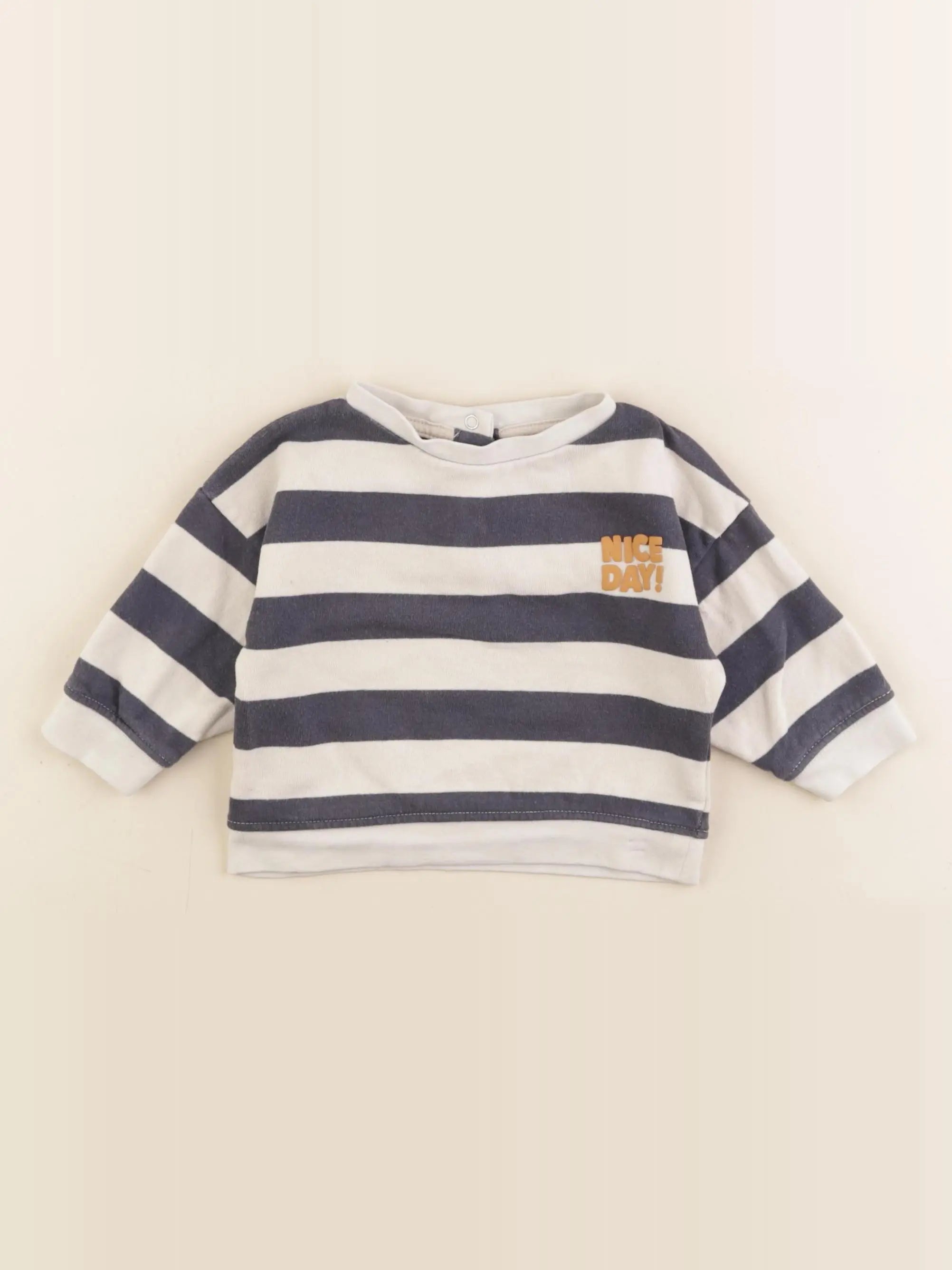 Vertbaudet - sweat bleu, beige - 6 mois