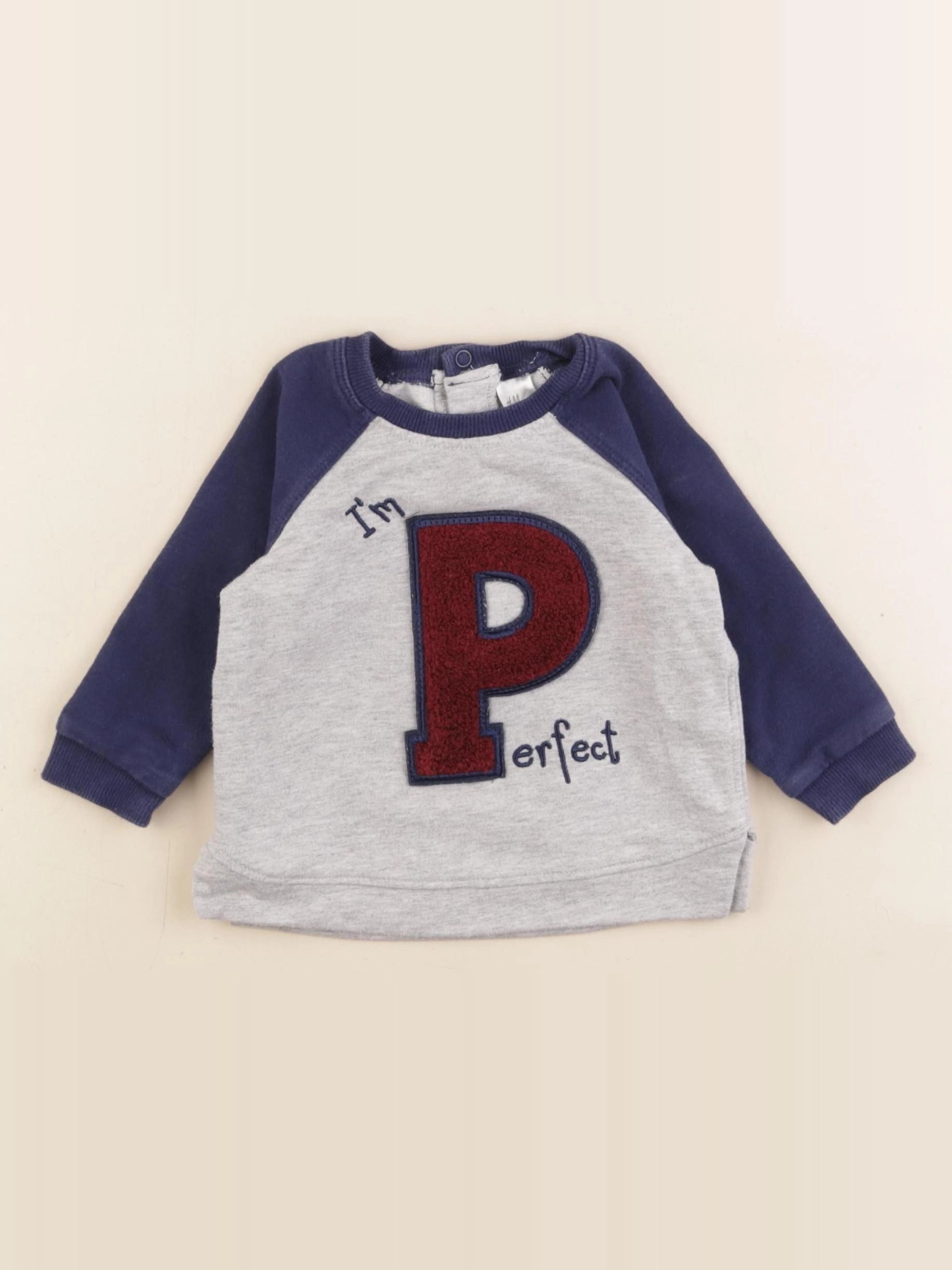 H&M - sweat bleu, gris - 4/6 mois