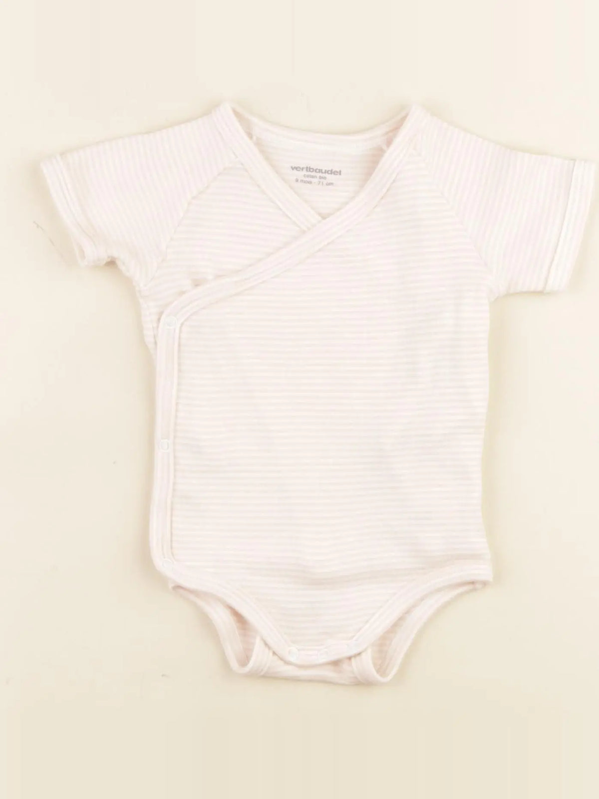 Vertbaudet - body blanc, rose - 9 mois