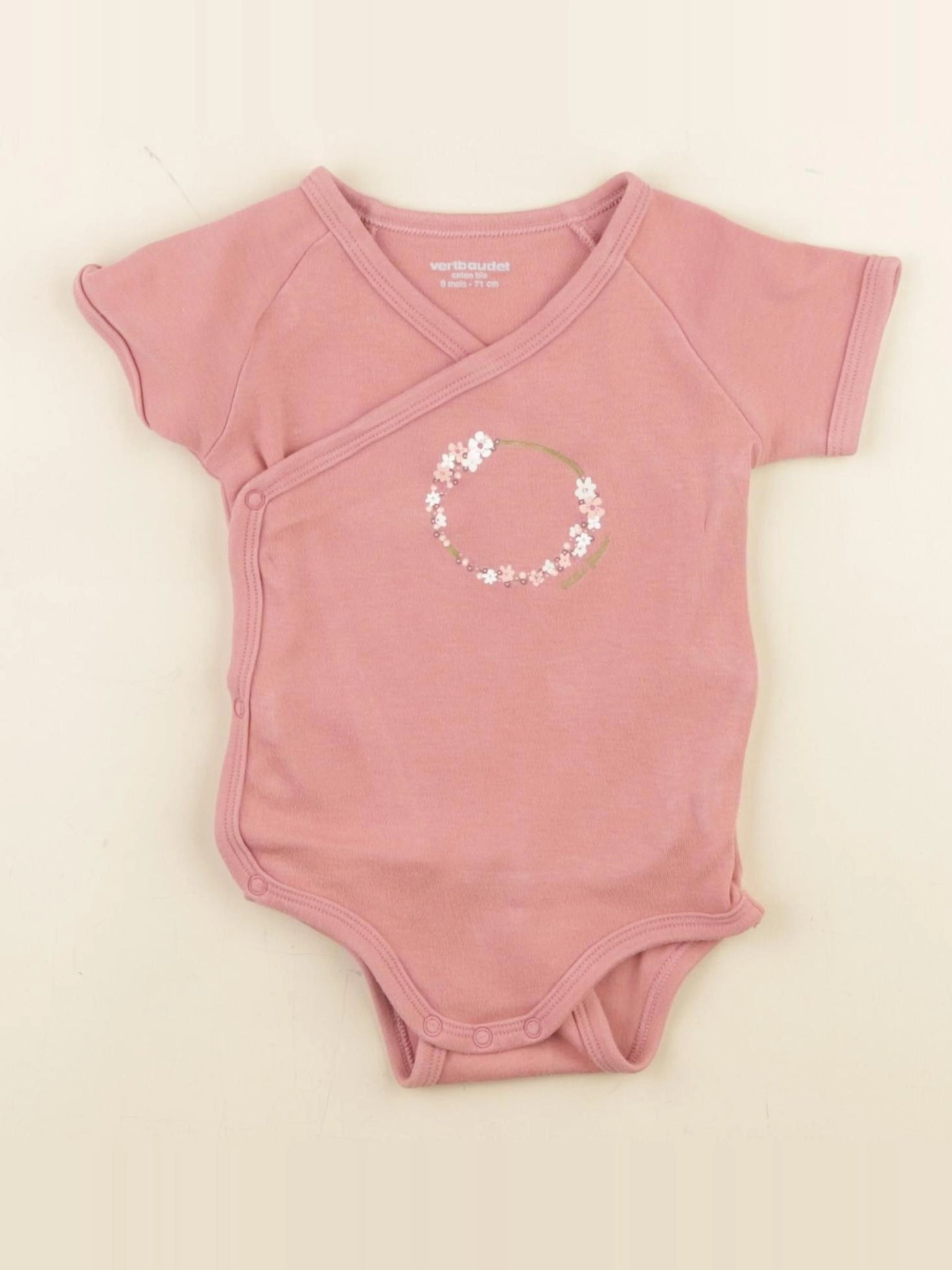 Vertbaudet - body rose - 9 mois
