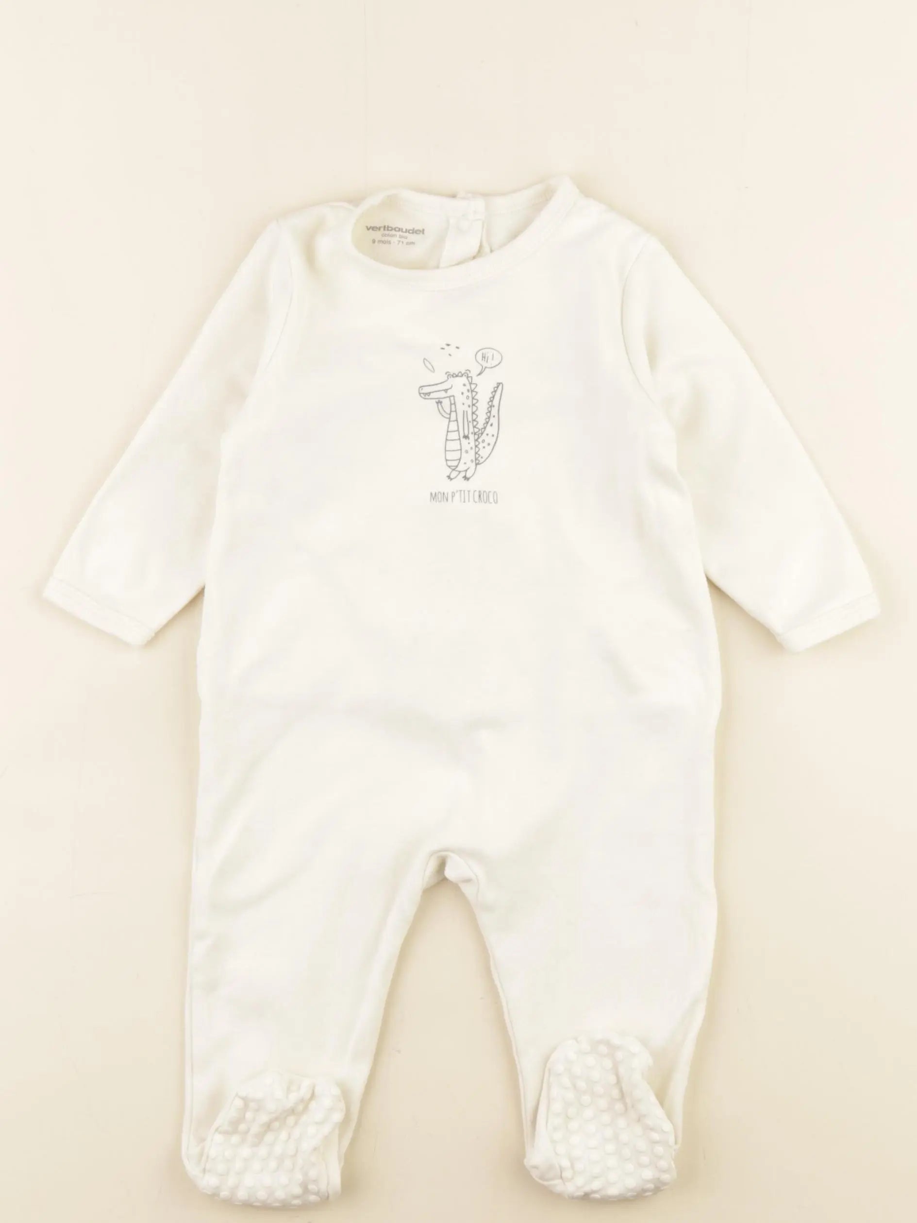 Vertbaudet - pyjama coton beige - 9 mois