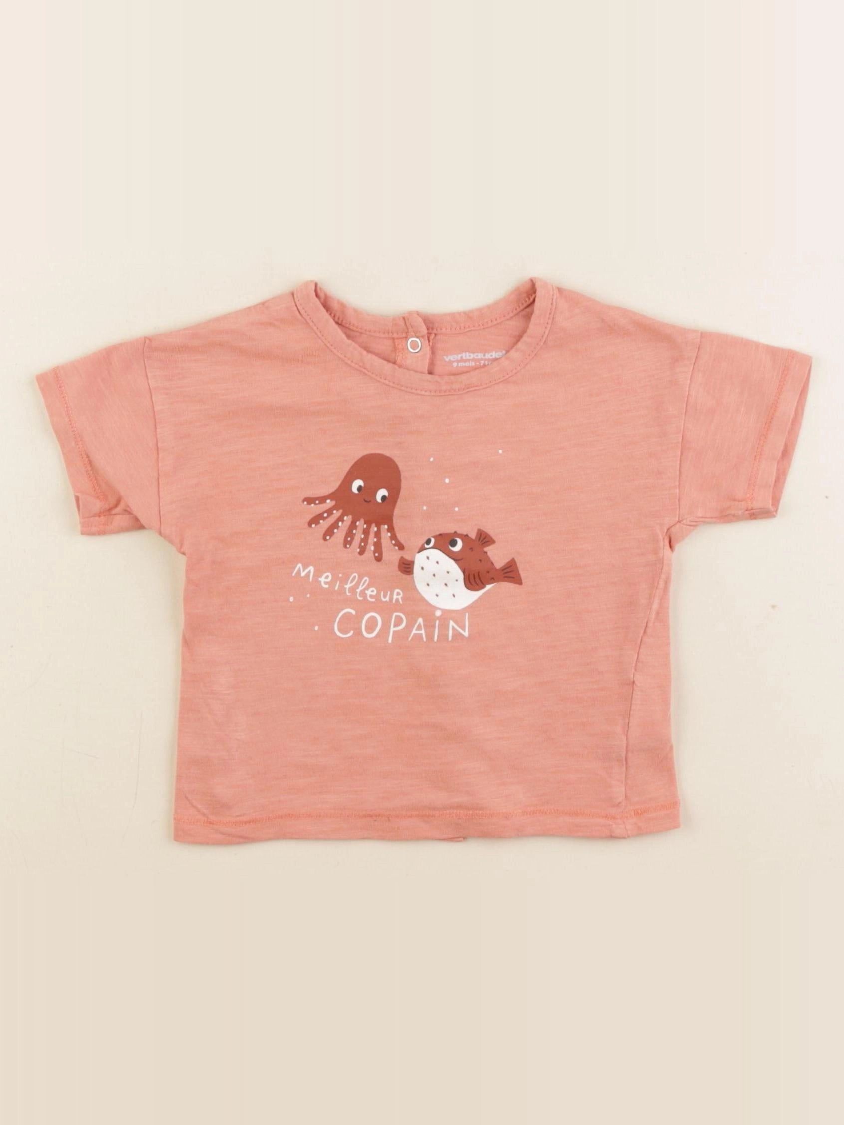 Vertbaudet - tee-shirt rose - 9 mois