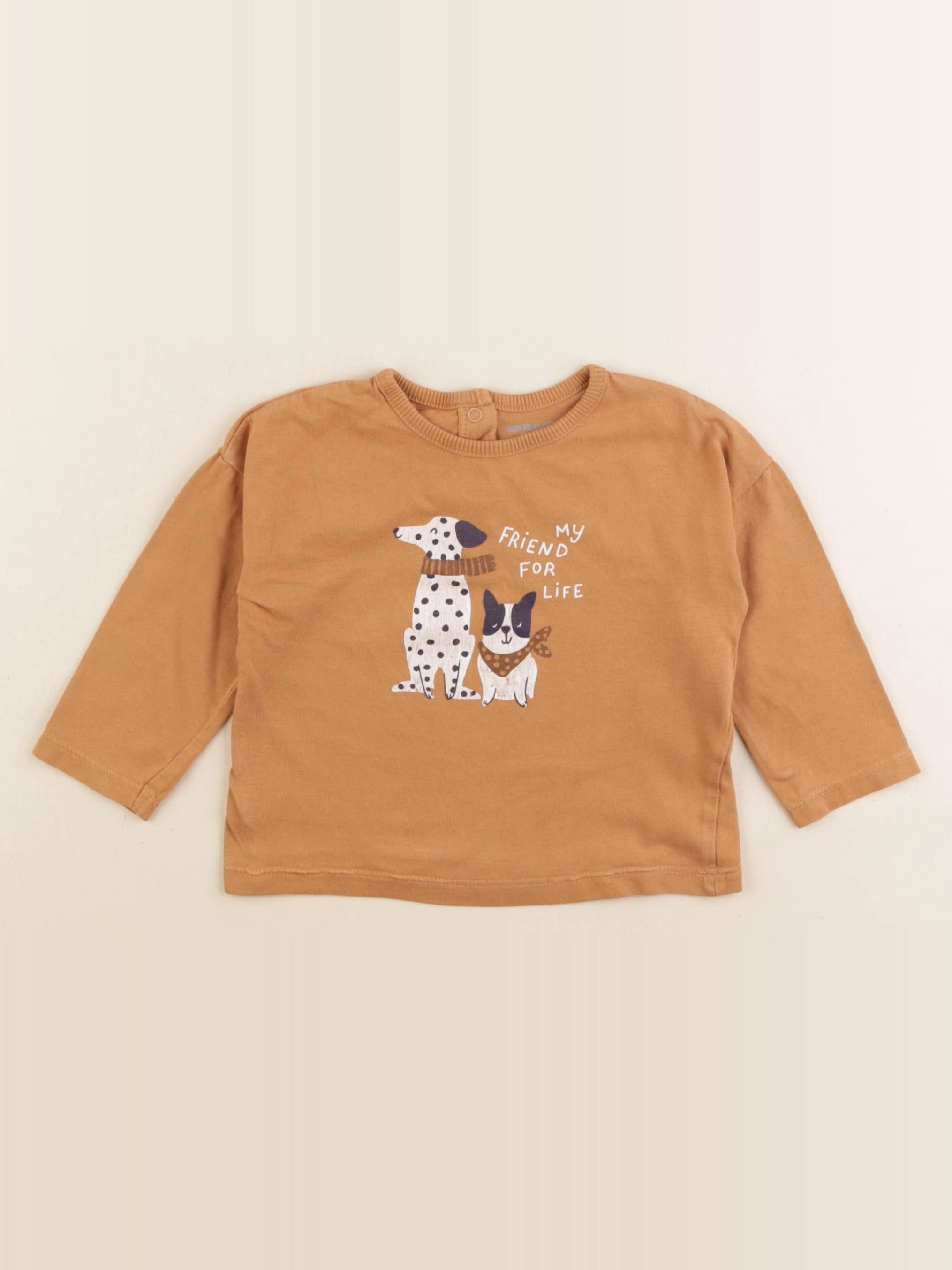 Vertbaudet - tee-shirt marron - 12 mois