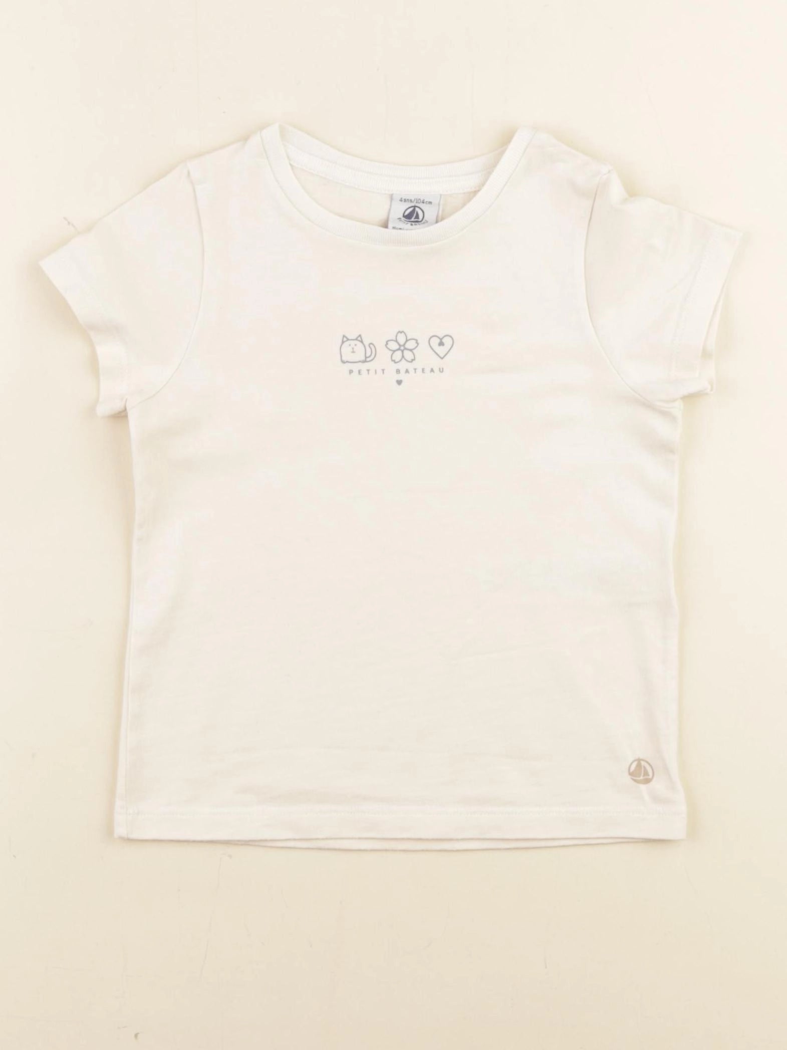 Petit Bateau - tee-shirt beige - 4 ans