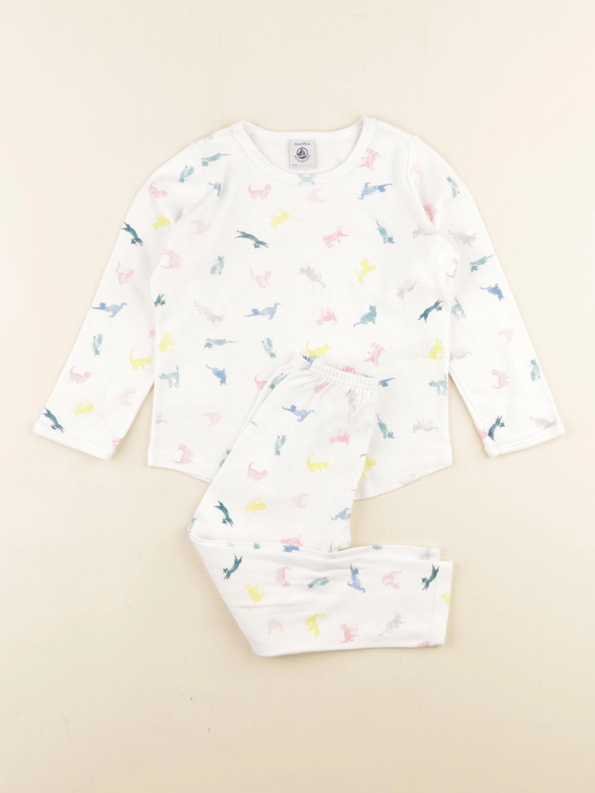 Petit Bateau - pyjama coton blanc, multicolore - 3 ans