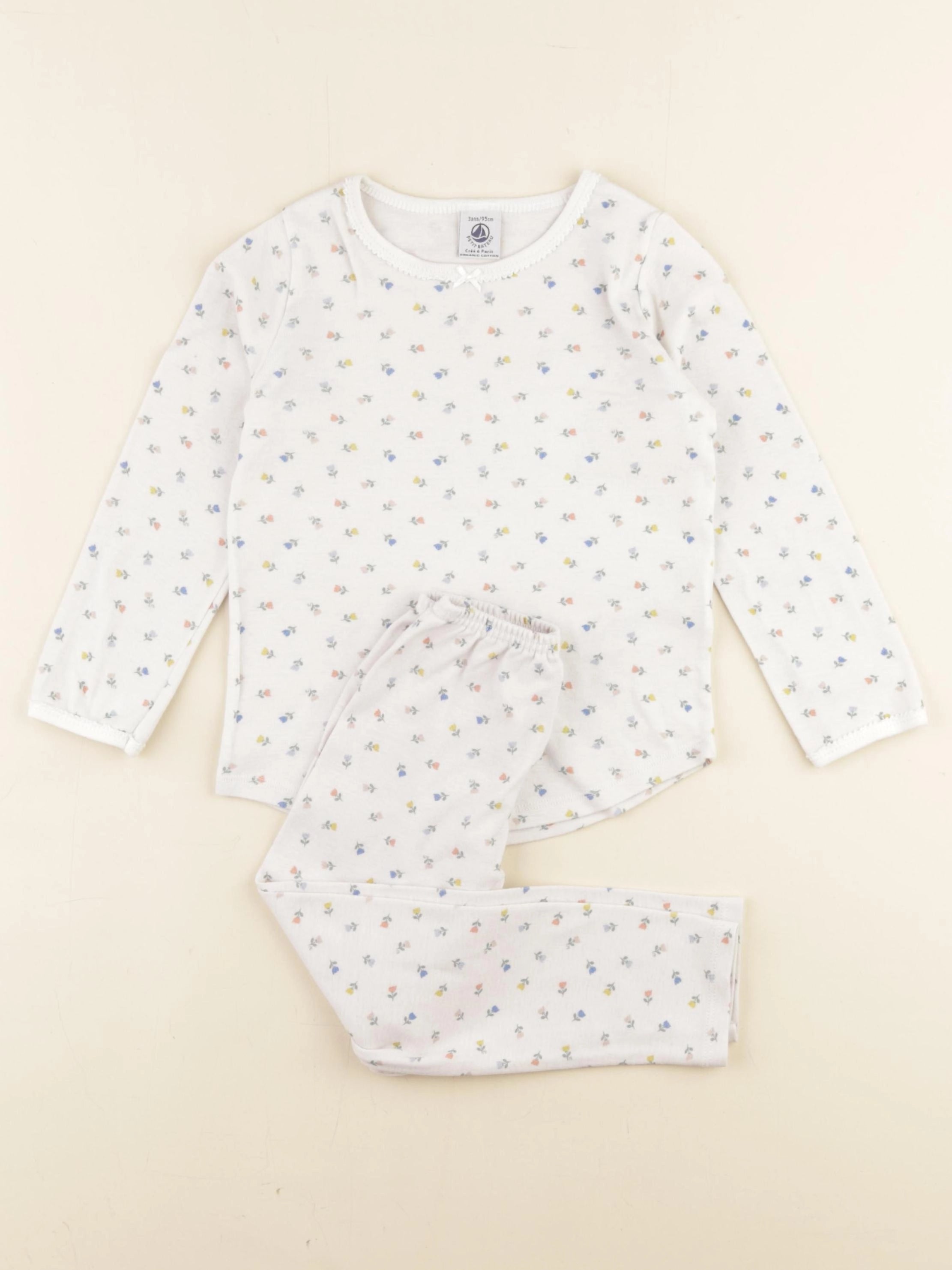 Petit Bateau - pyjama coton blanc - 3 ans