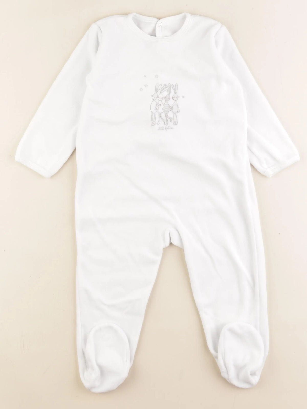 Petit Bateau - pyjama velours blanc - 24 mois