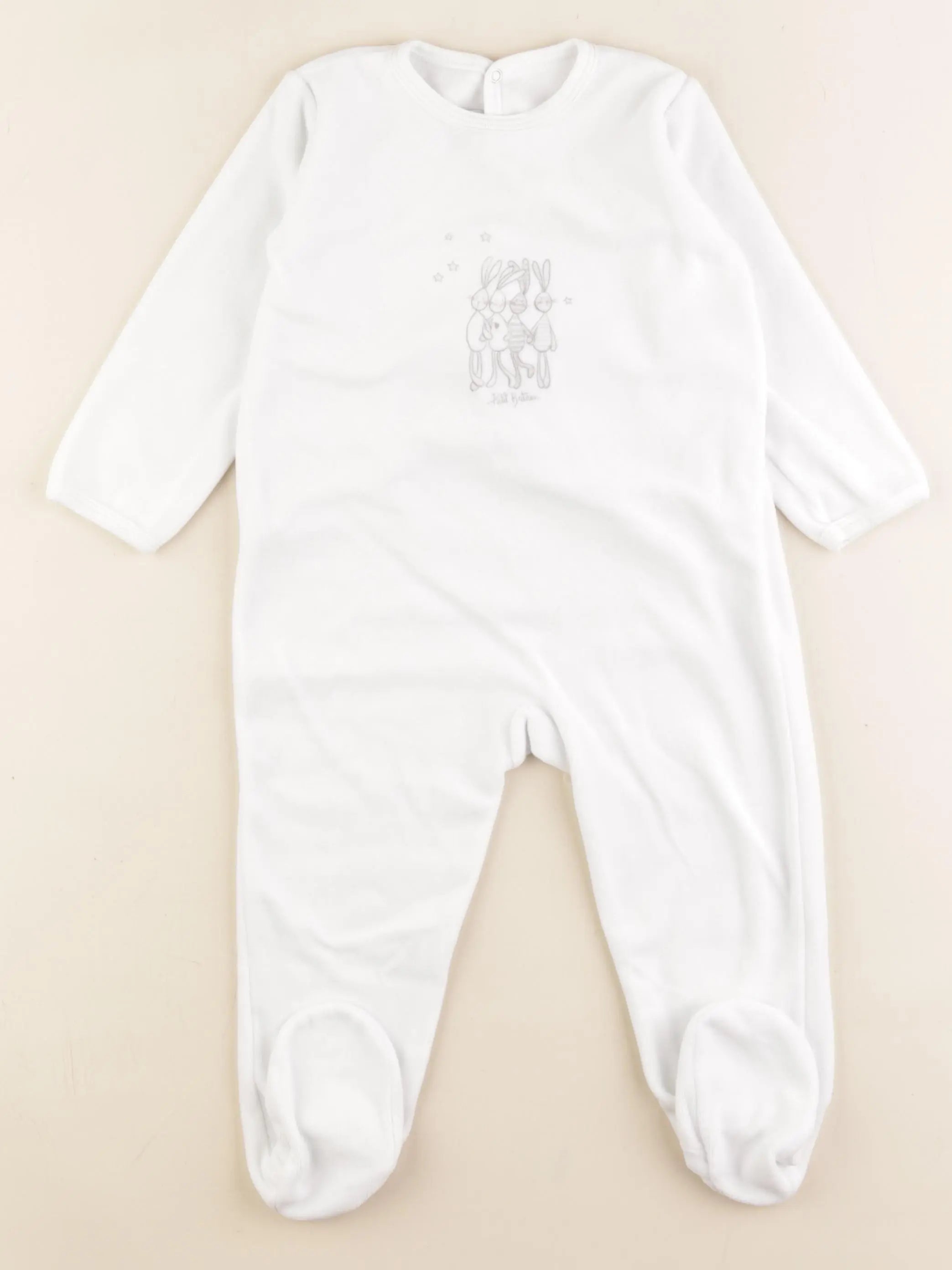 Petit Bateau - pyjama velours blanc - 24 mois