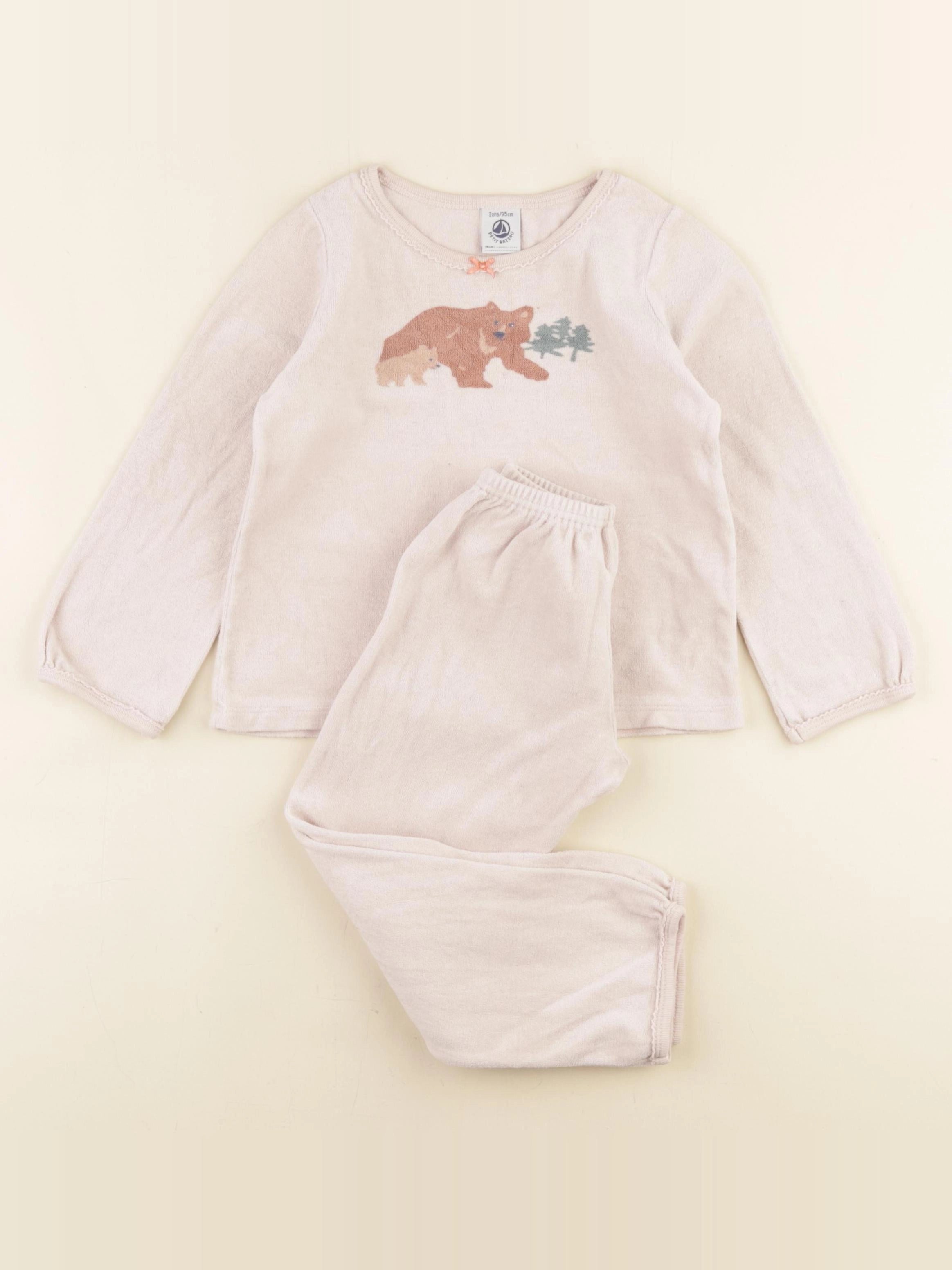 Petit Bateau - pyjama velours rose - 3 ans