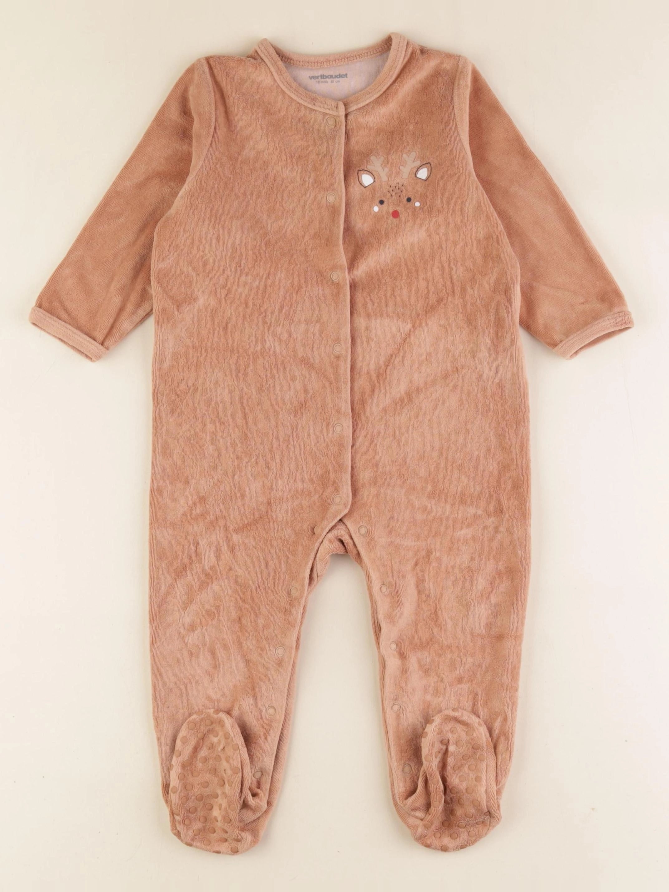Vertbaudet - pyjama velours marron - 18 mois