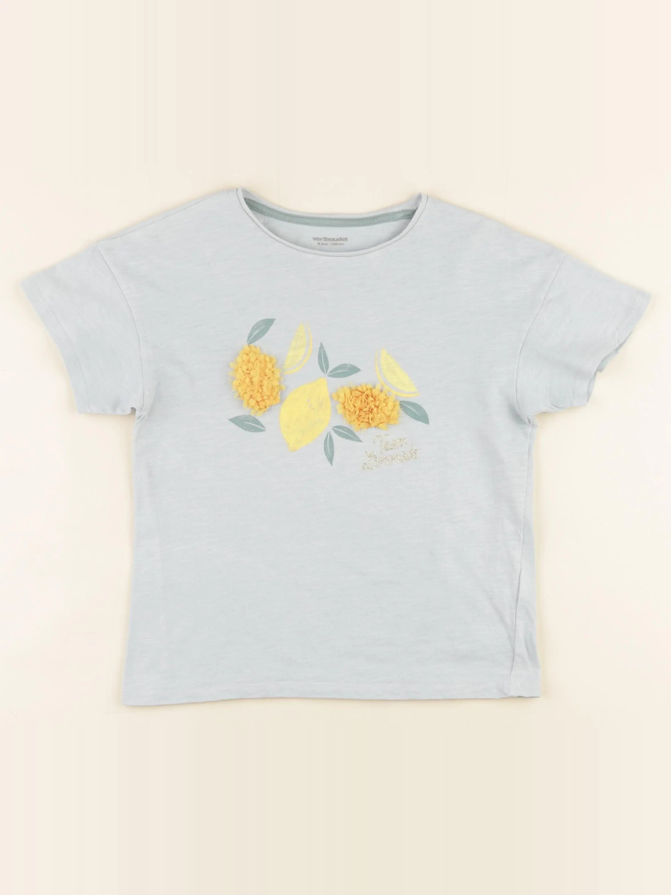 Vertbaudet - tee-shirt bleu - 8 ans