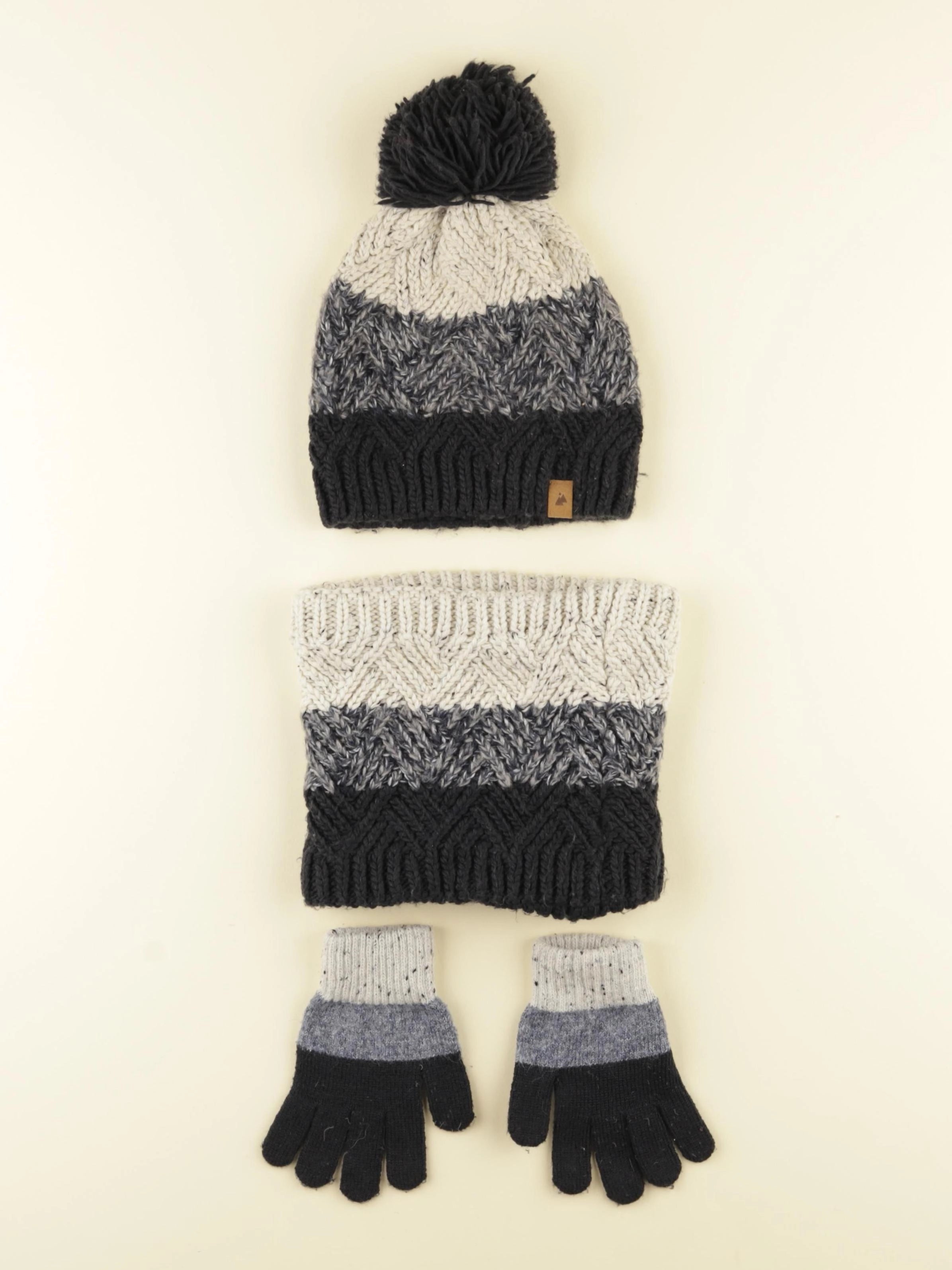 Tape à l'oeil - ensemble bonnet/moufles/tour de cou bleu - 6/8 ans