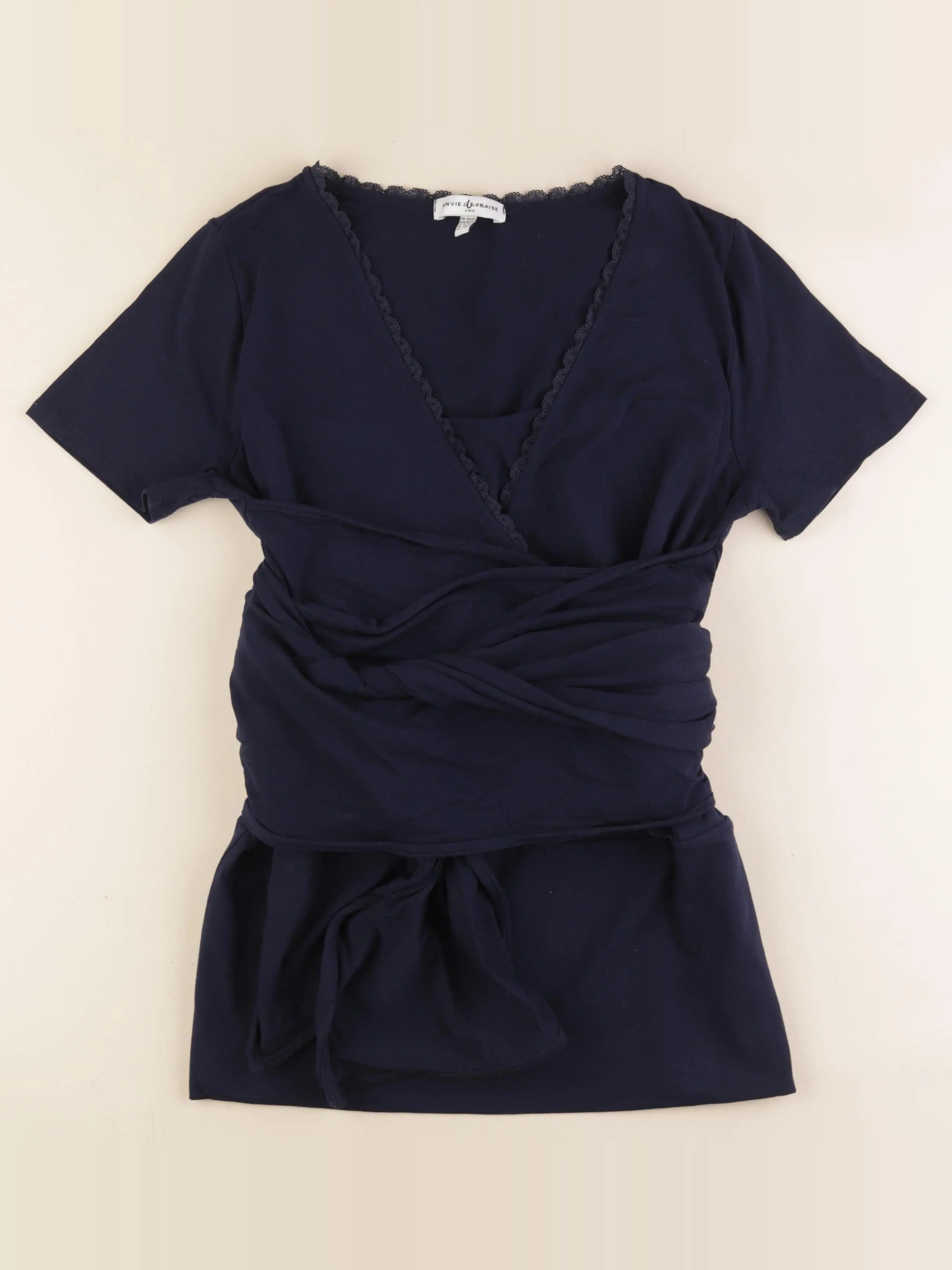 Envie de fraise - tee-shirt avec ceinture de portage grossesse, allaitement bleu - 38 à 40