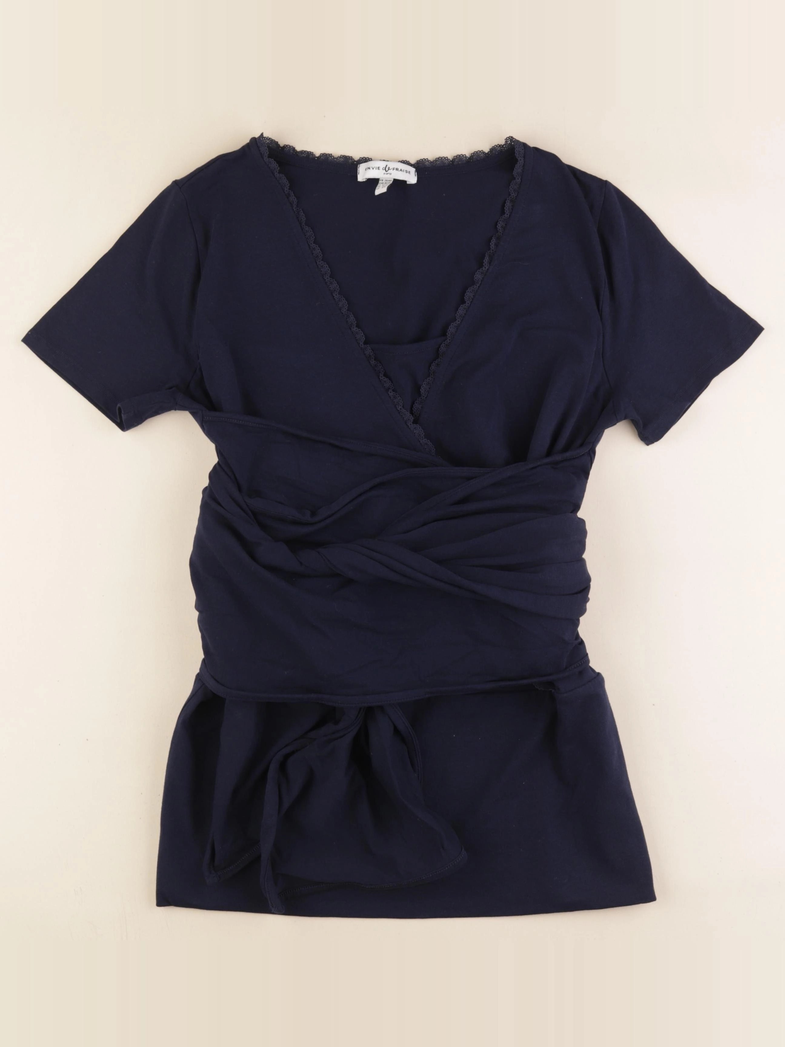 Envie de fraise - tee-shirt avec ceinture de portage grossesse, allaitement bleu - 38 à 40