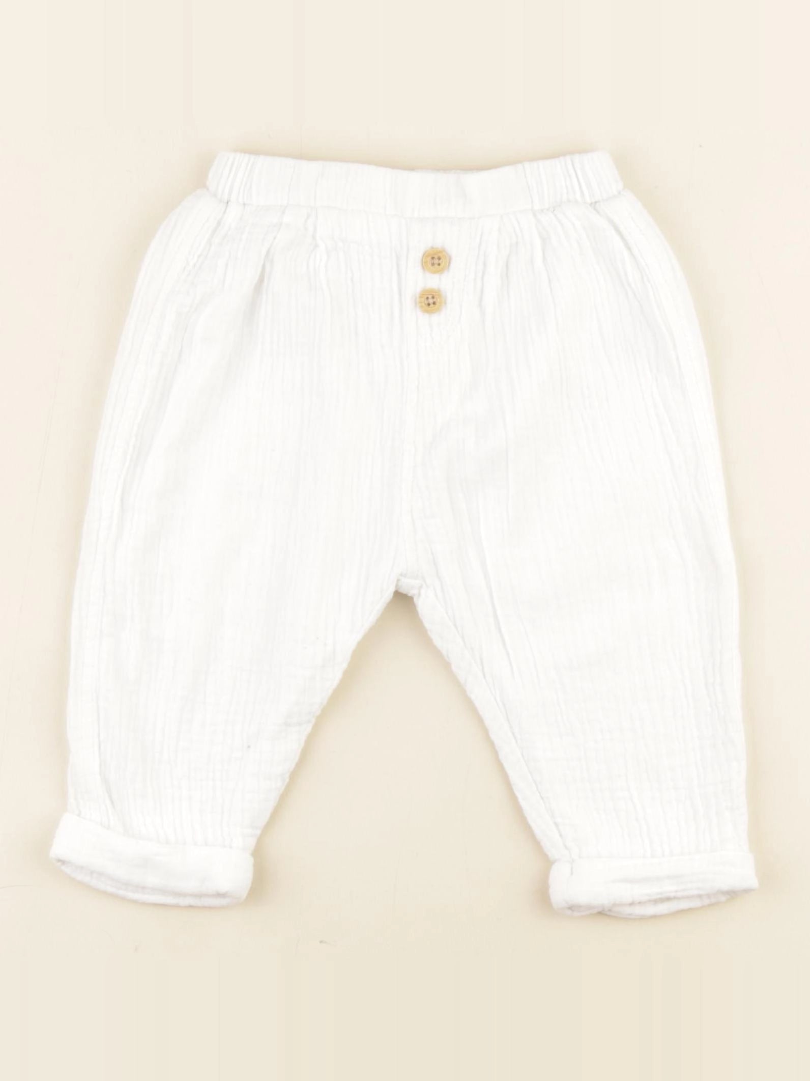 Vertbaudet - pantalon blanc - 12 mois