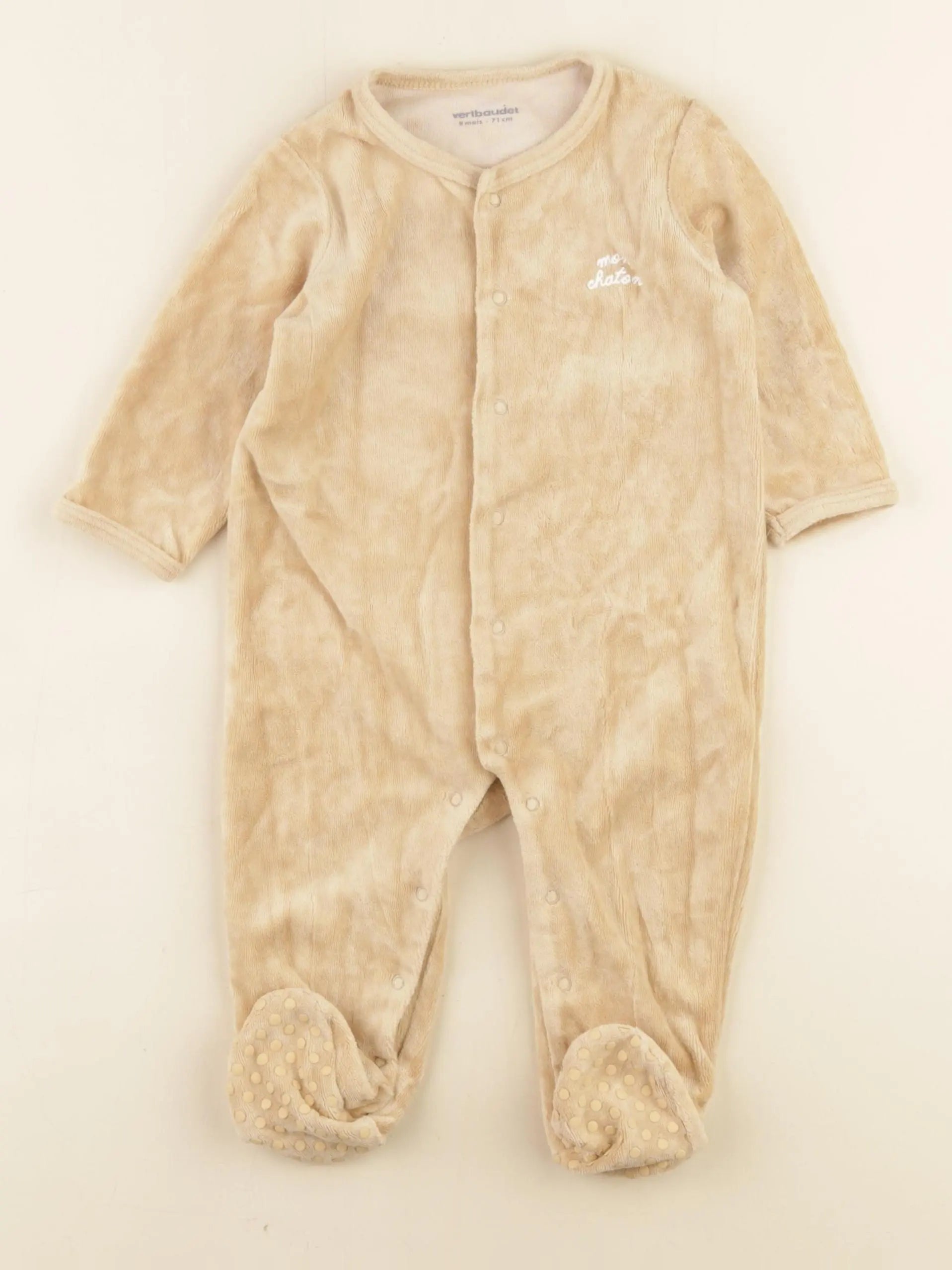 Vertbaudet - pyjama velours marron - 9 mois