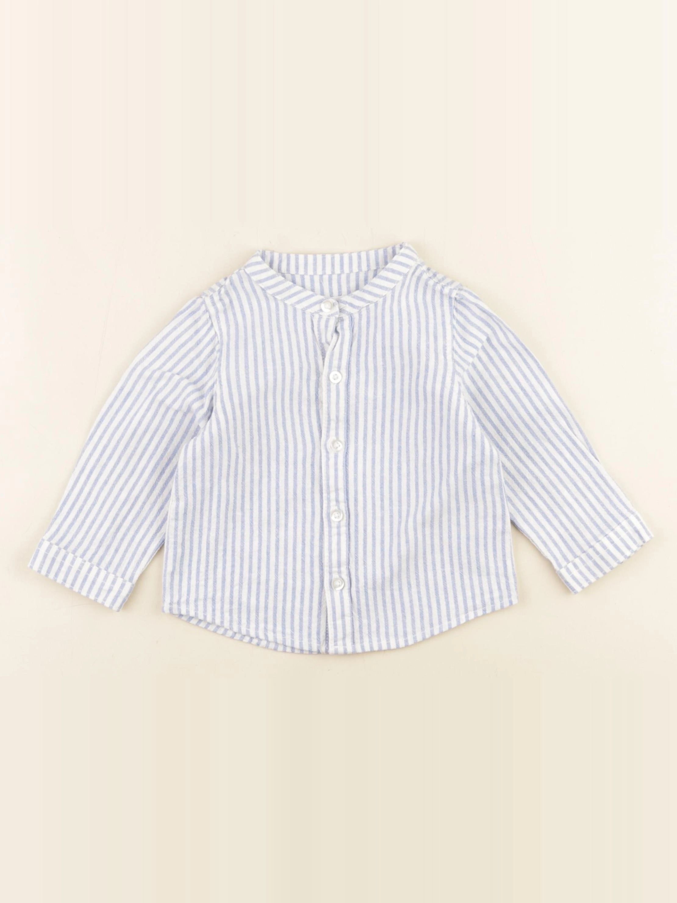 Vertbaudet - chemise blanc, bleu - 12 mois