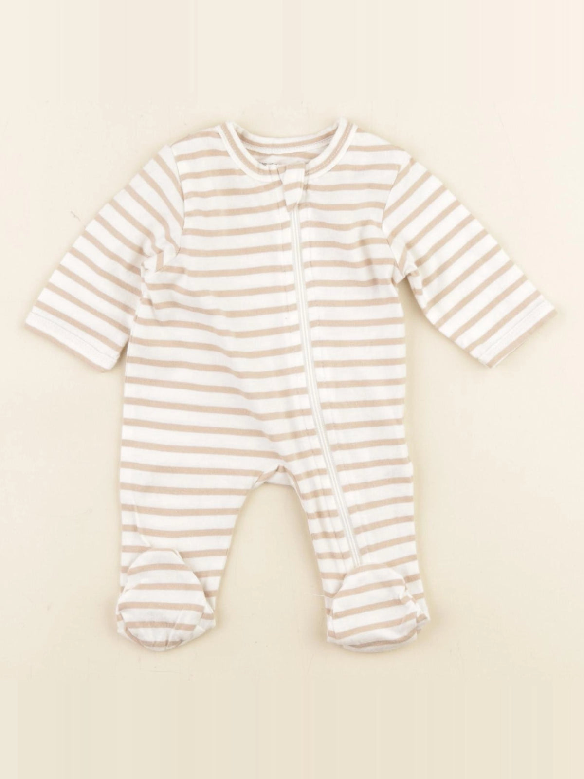 Vertbaudet - pyjama coton beige - 0 mois