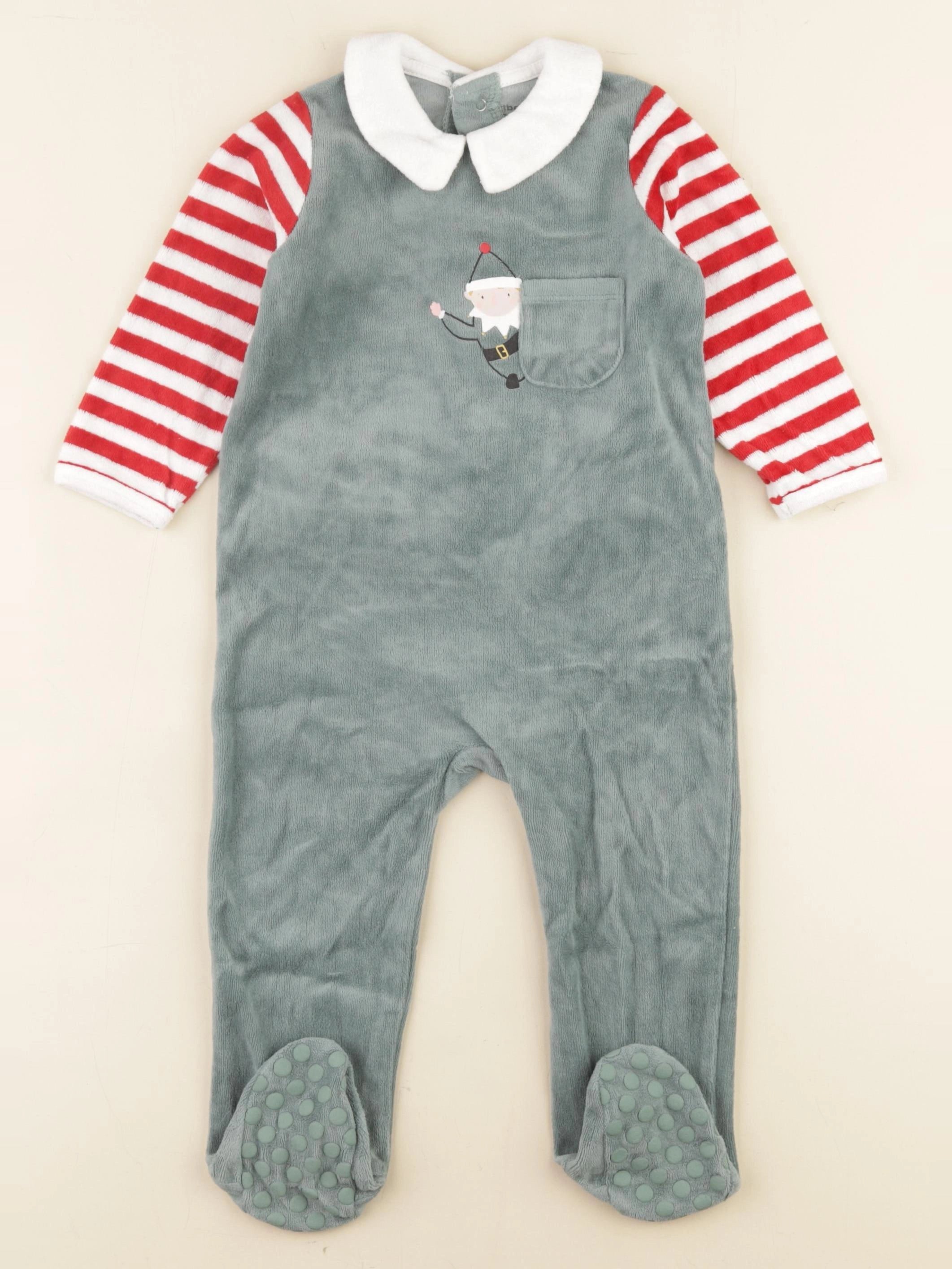 Vertbaudet - pyjama velours vert - 18 mois