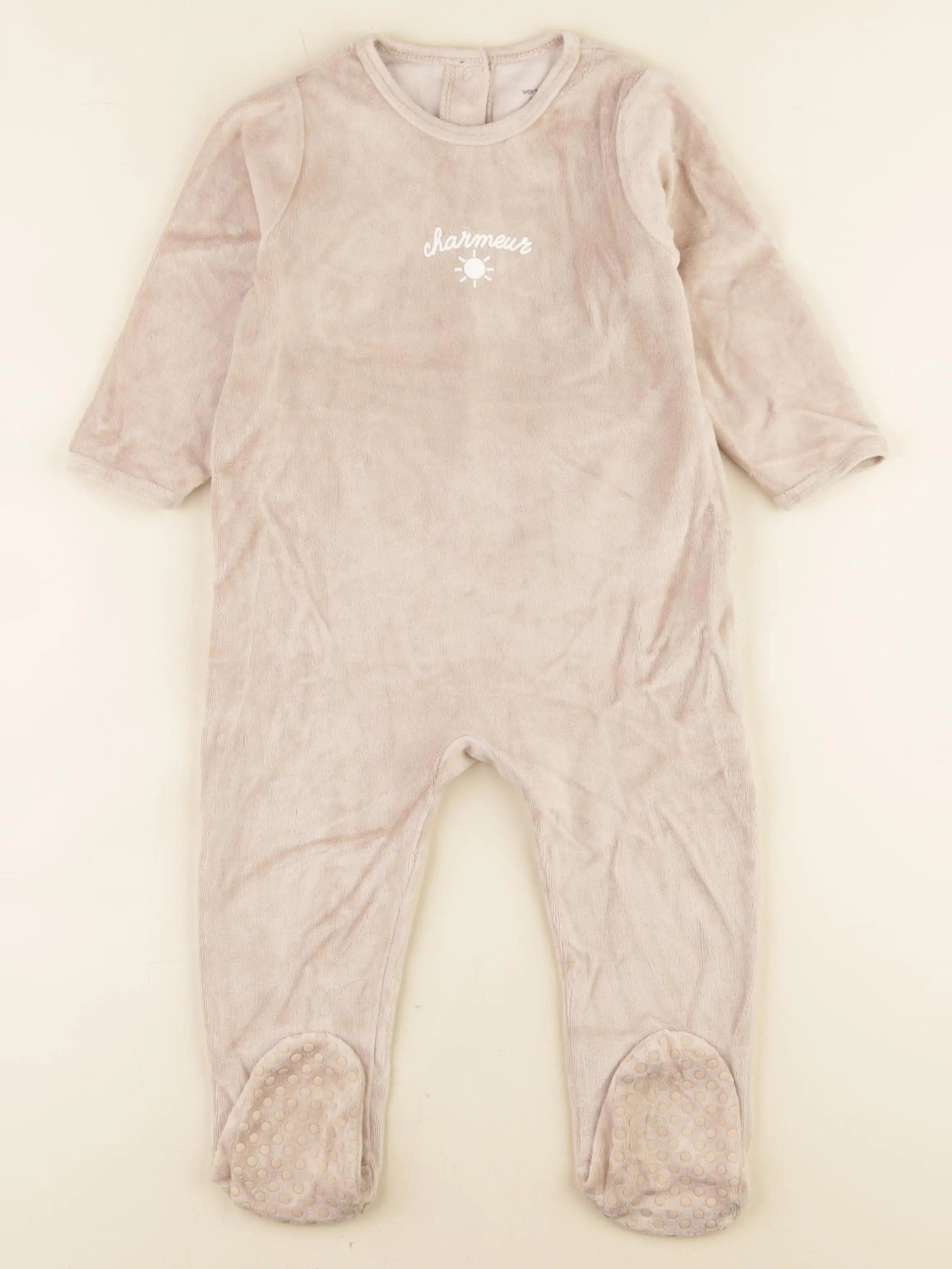 Vertbaudet - pyjama velours beige - 2 ans