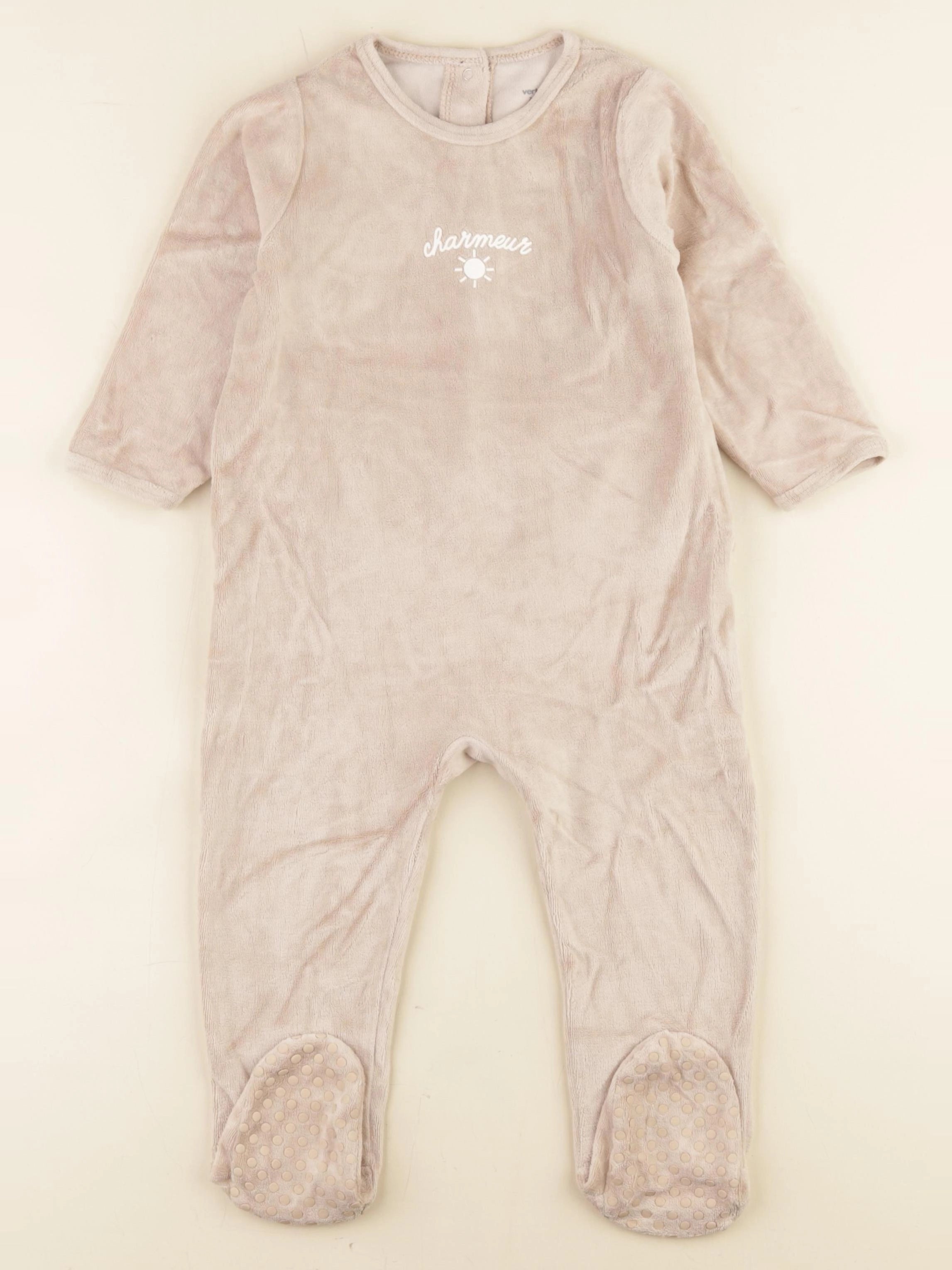 Vertbaudet - pyjama velours beige - 2 ans