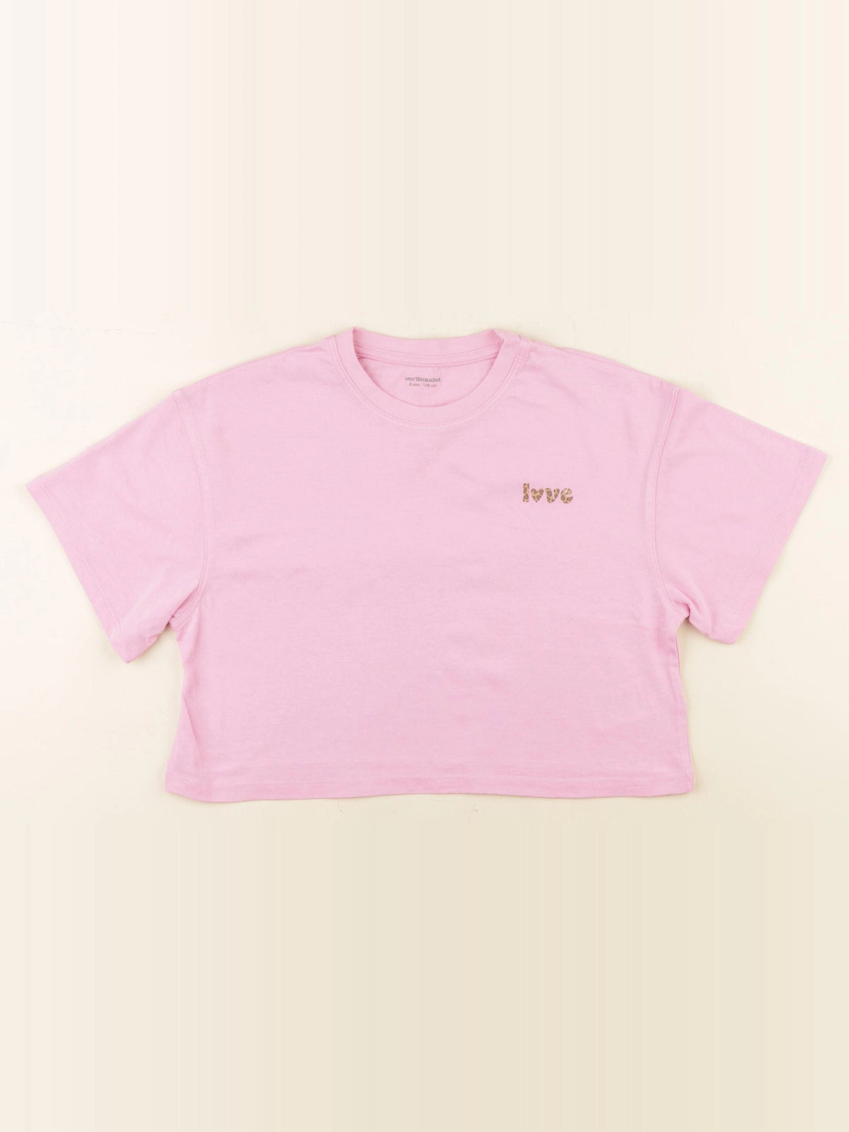 Vertbaudet - tee-shirt court rose - 8 ans