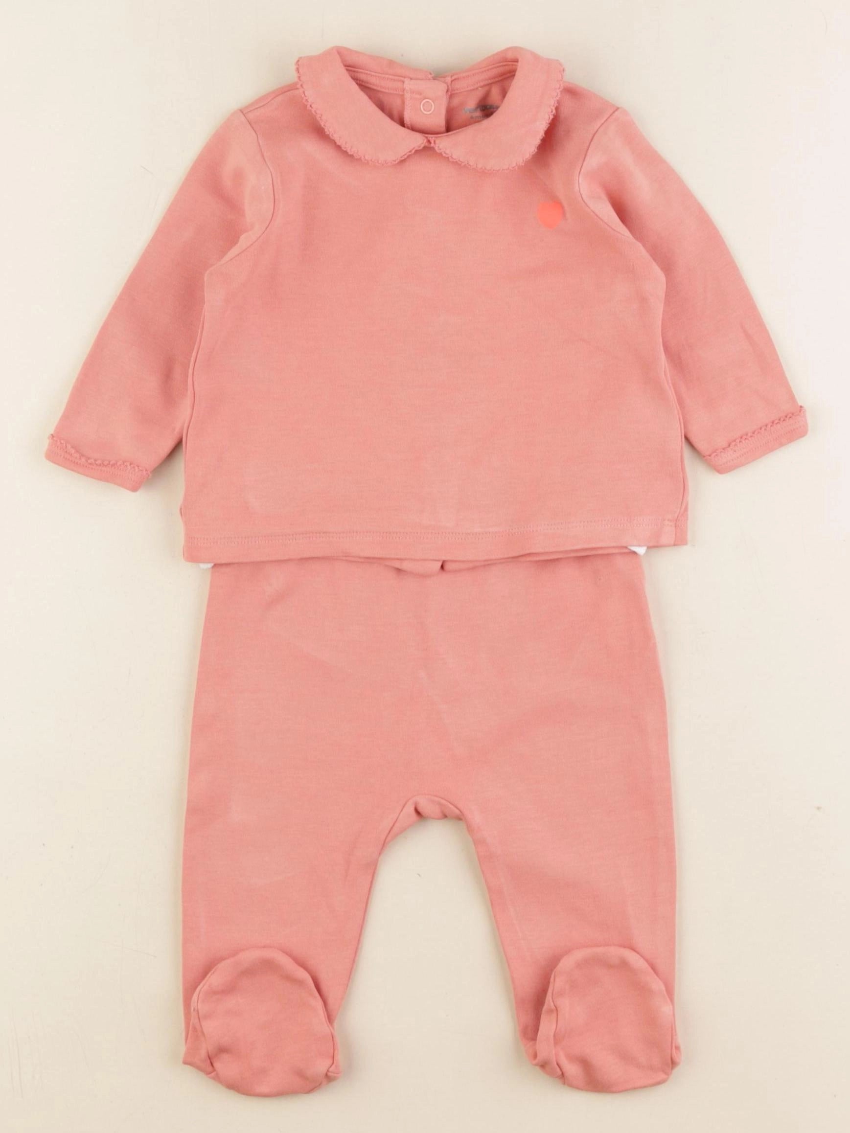 Vertbaudet - pyjama coton rose - 6 mois