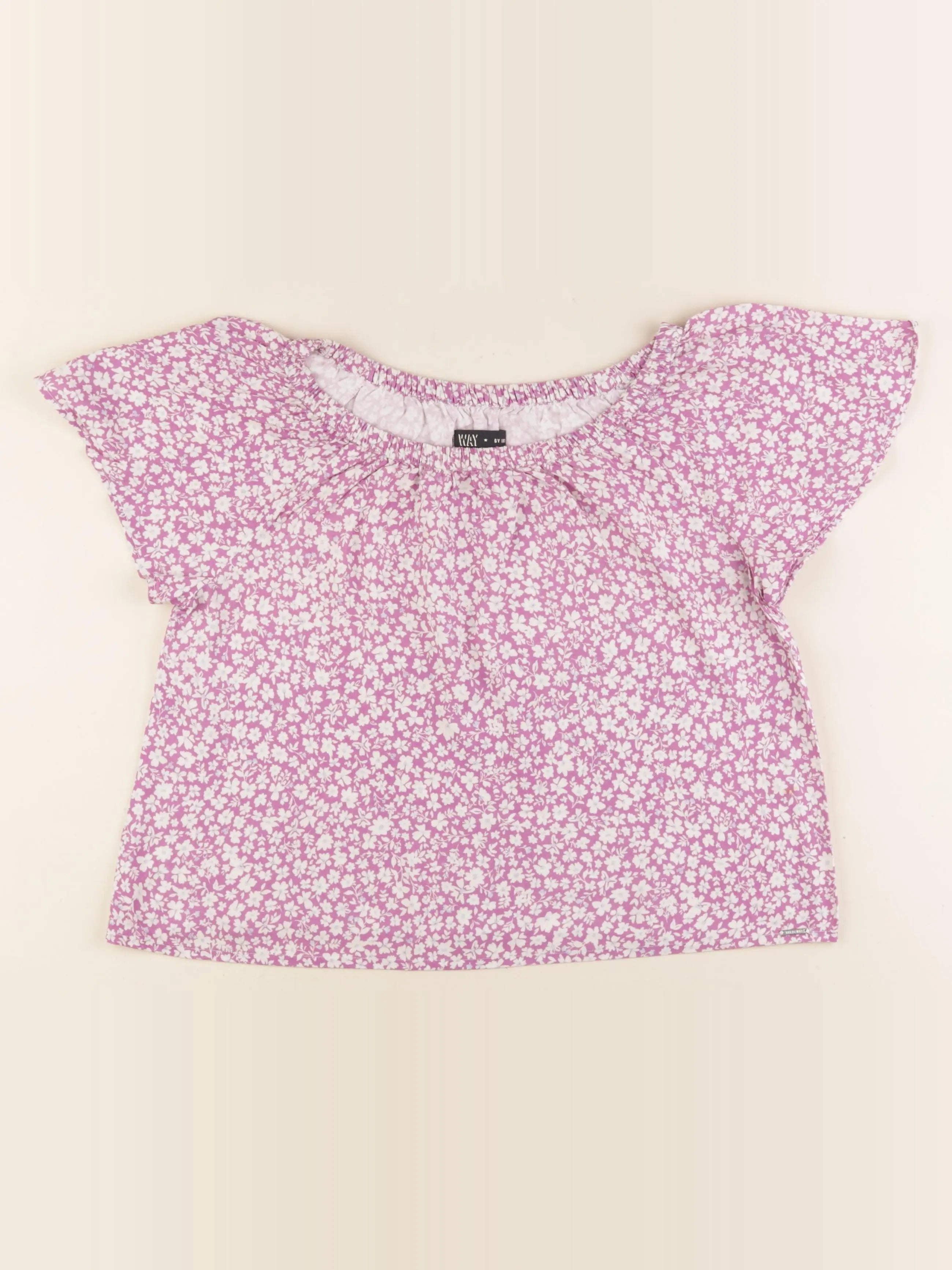 IKKS - blouse violet, blanc - 10 ans