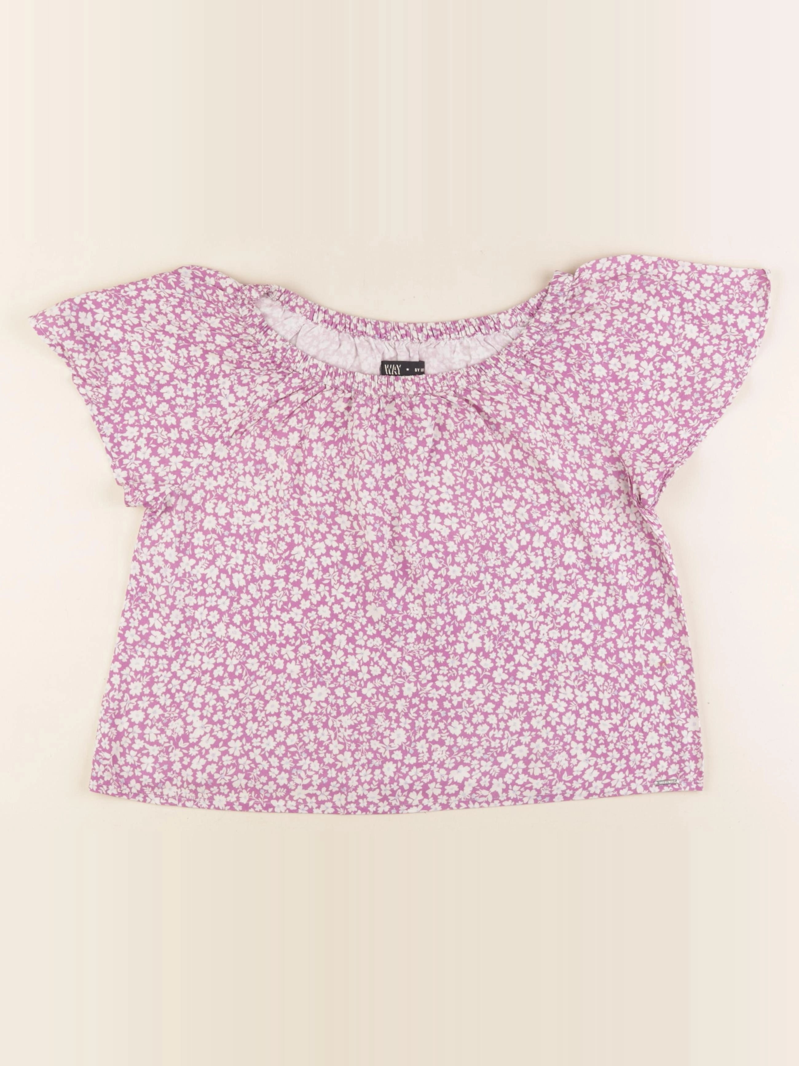 IKKS - blouse violet, blanc - 10 ans