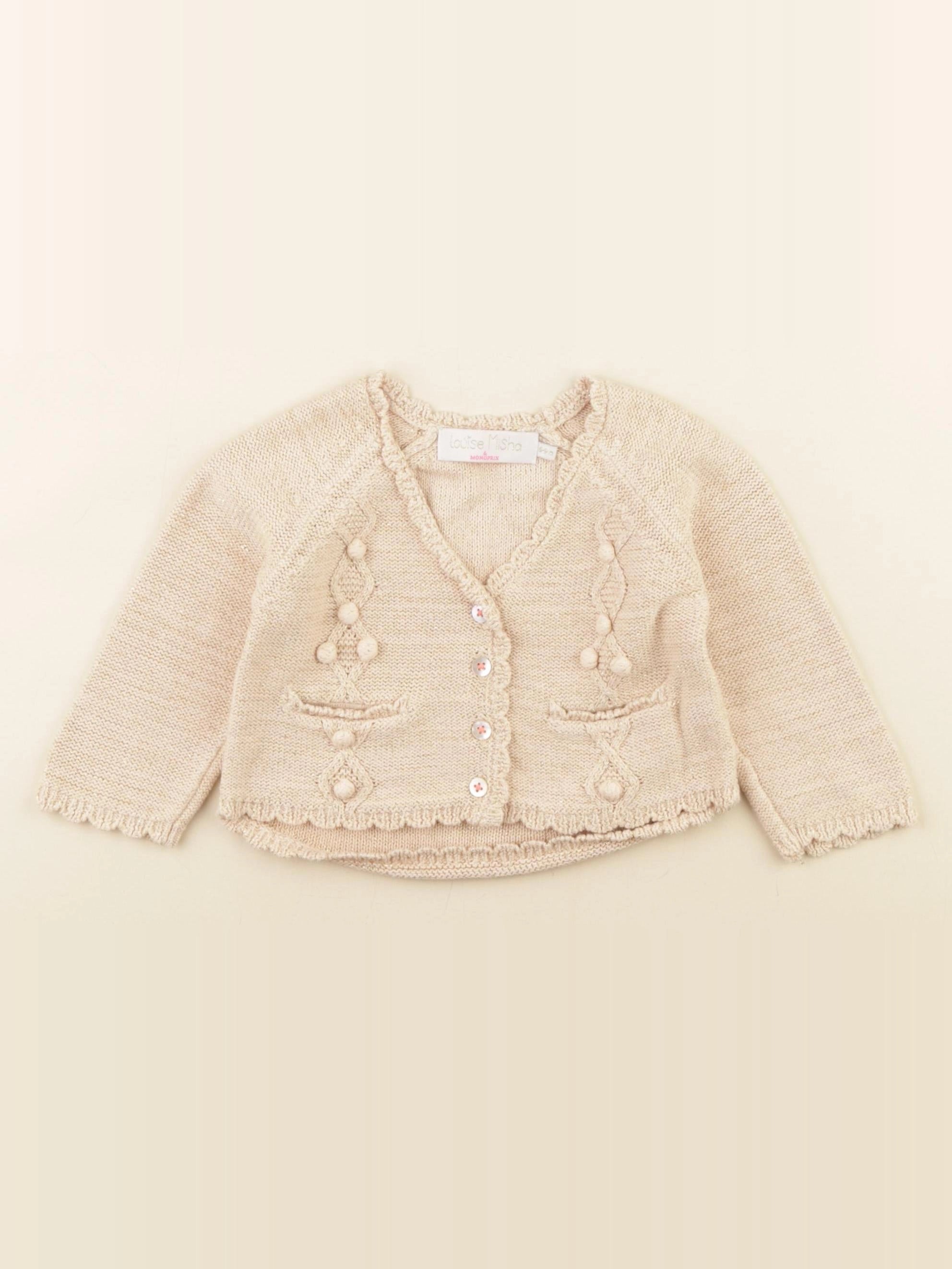 Louise Misha - gilet beige, or - 6/9 mois