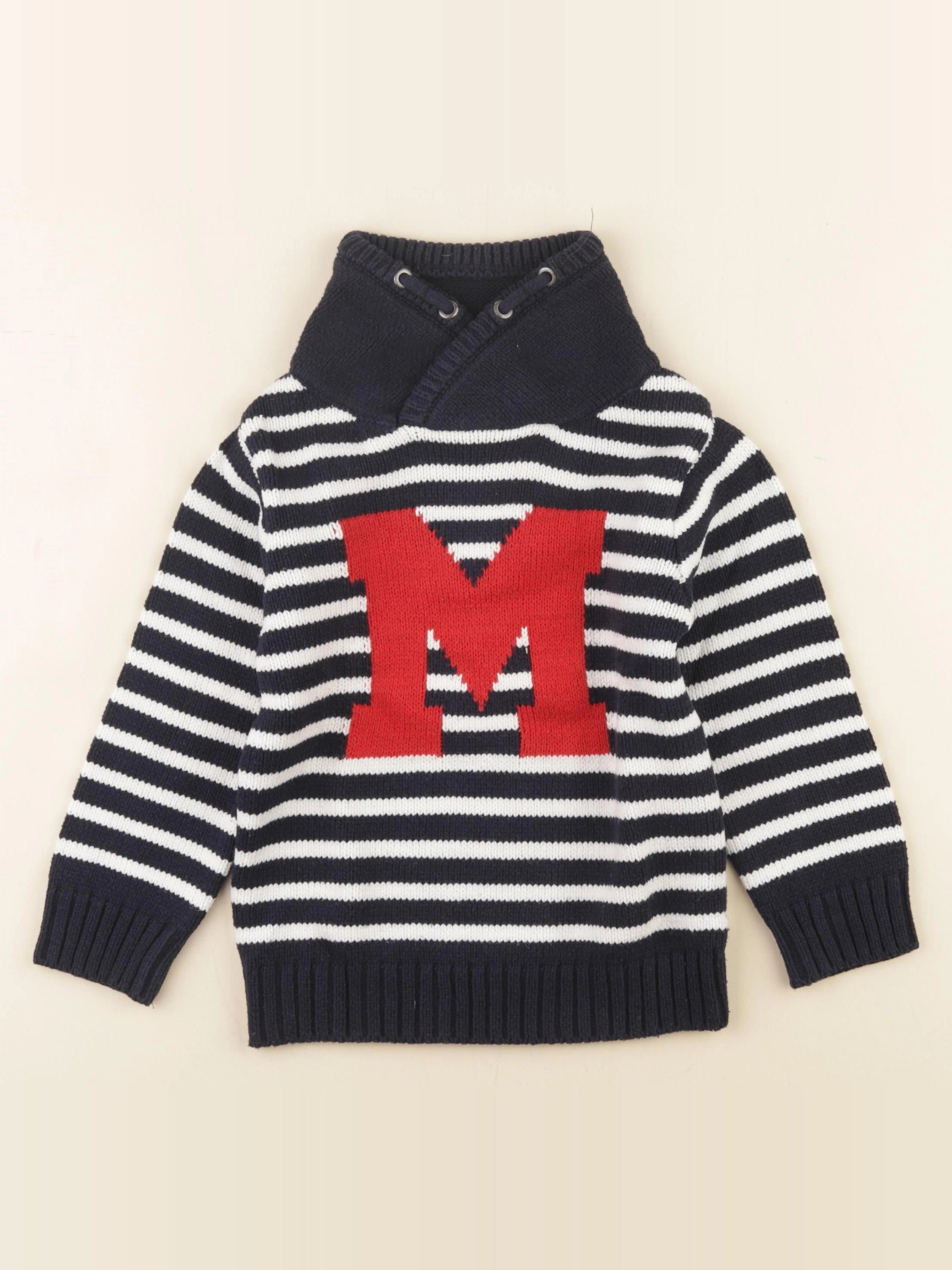 Vertbaudet - pull blanc, bleu - 4 ans