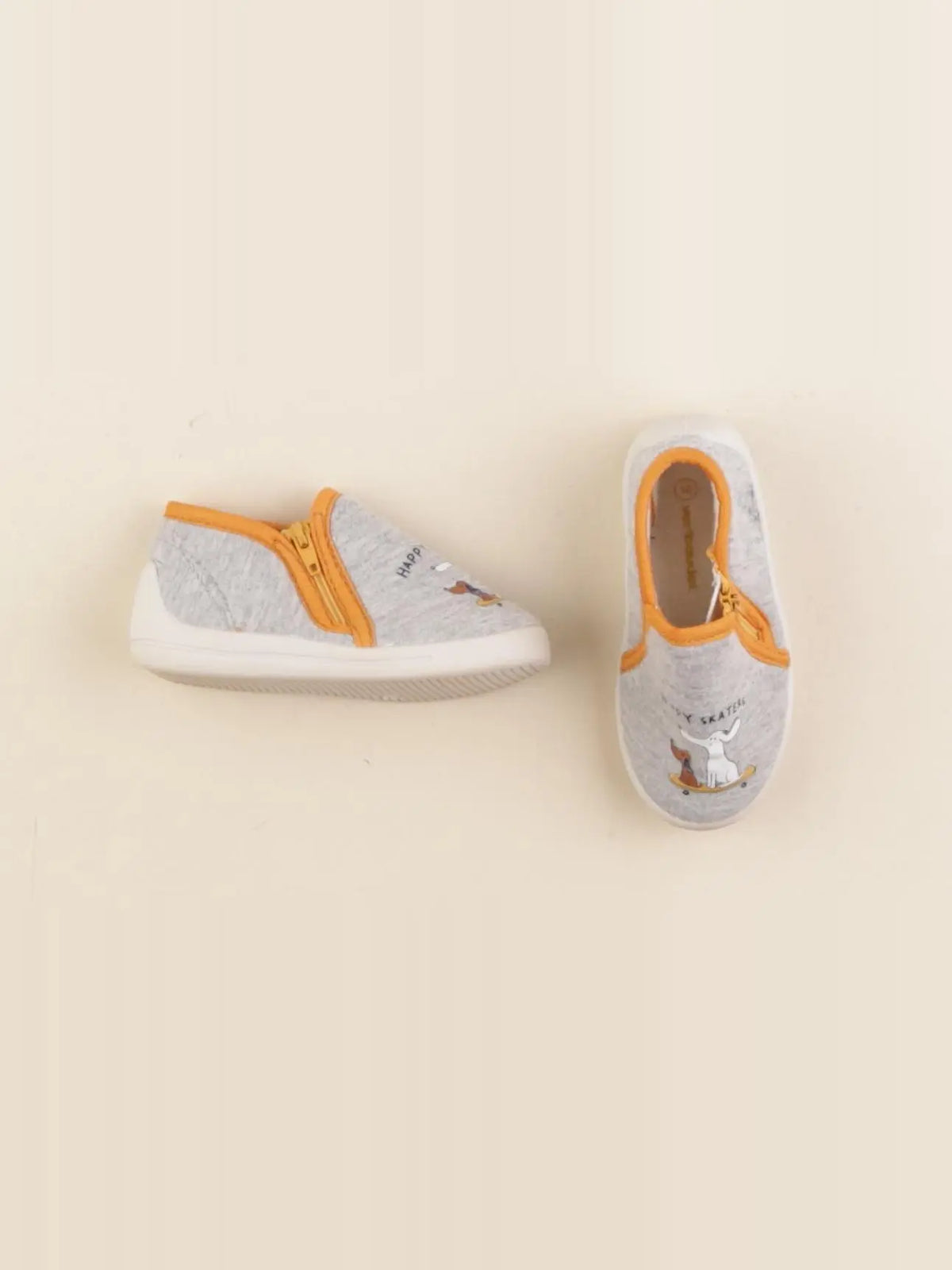 Vertbaudet - chaussons gris, orange - pointure 21
