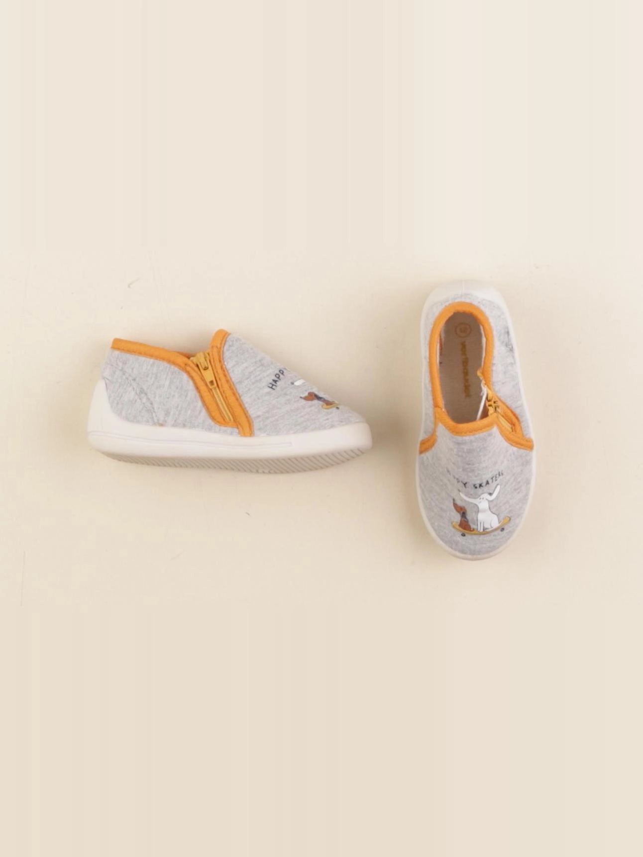 Vertbaudet - chaussons gris, orange - pointure 21