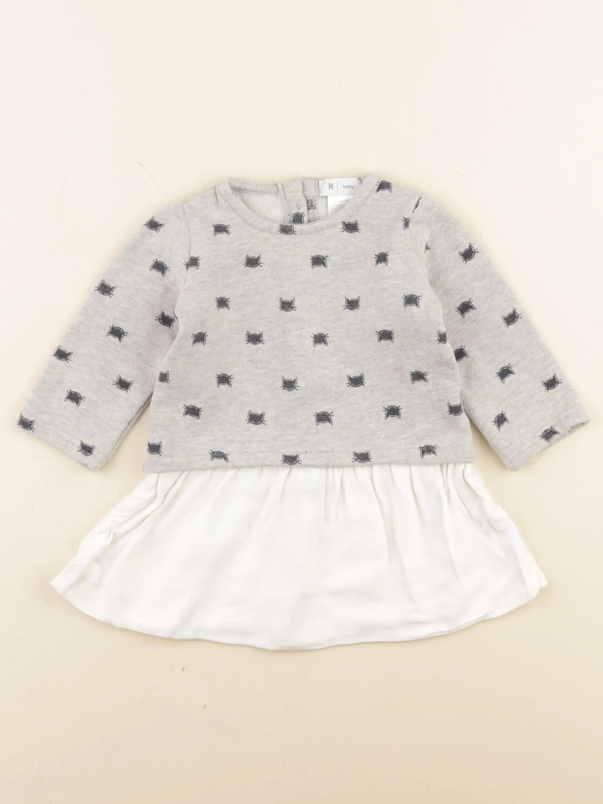 La Redoute - robe blanc, gris - 9 mois